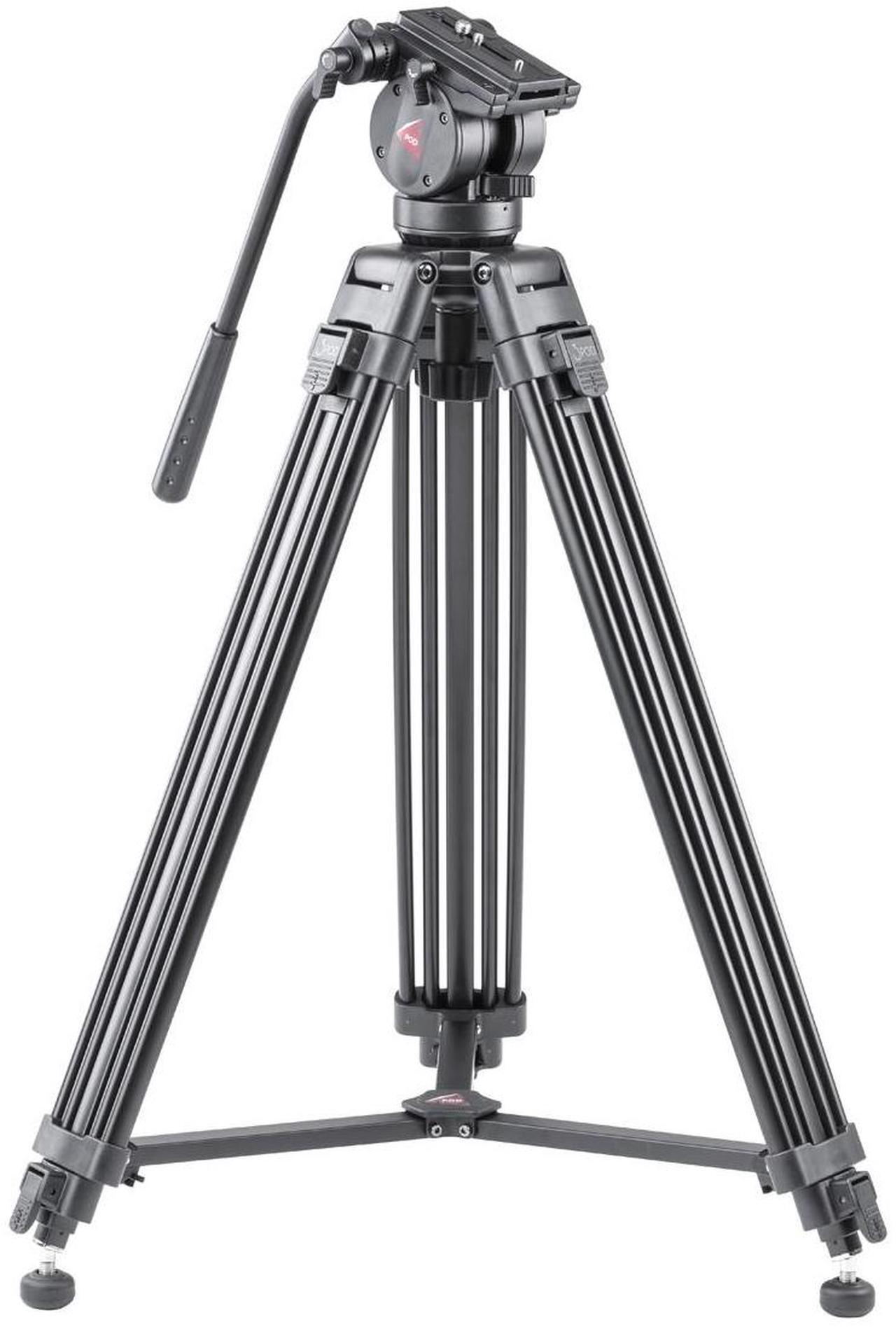 Alt view image 5 of 9 - video tripod system, professional heavy duty aluminum twin tube tripod, k2 fluid head, mid-level spreader, max loading 9 lb, ds