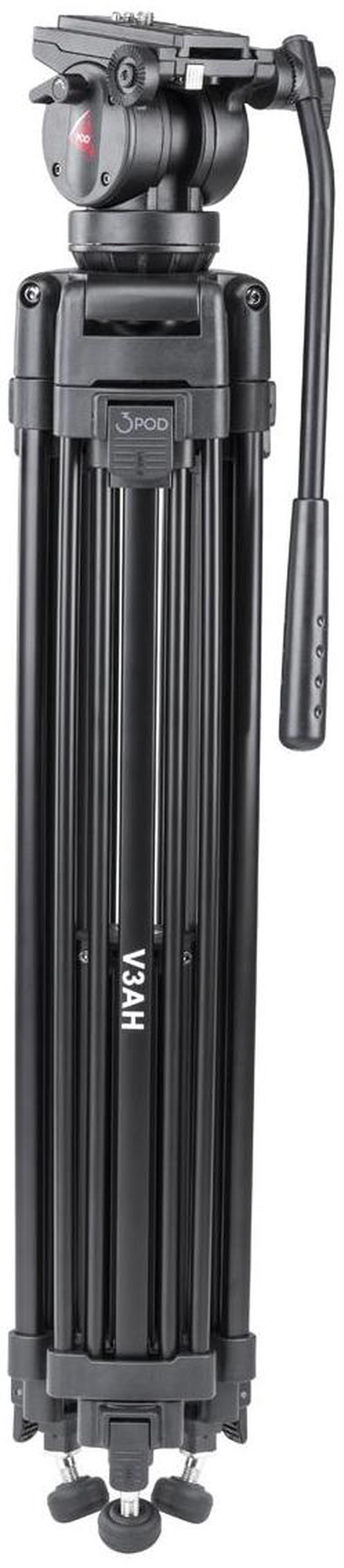Alt view image 6 of 9 - video tripod system, professional heavy duty aluminum twin tube tripod, k2 fluid head, mid-level spreader, max loading 9 lb, ds