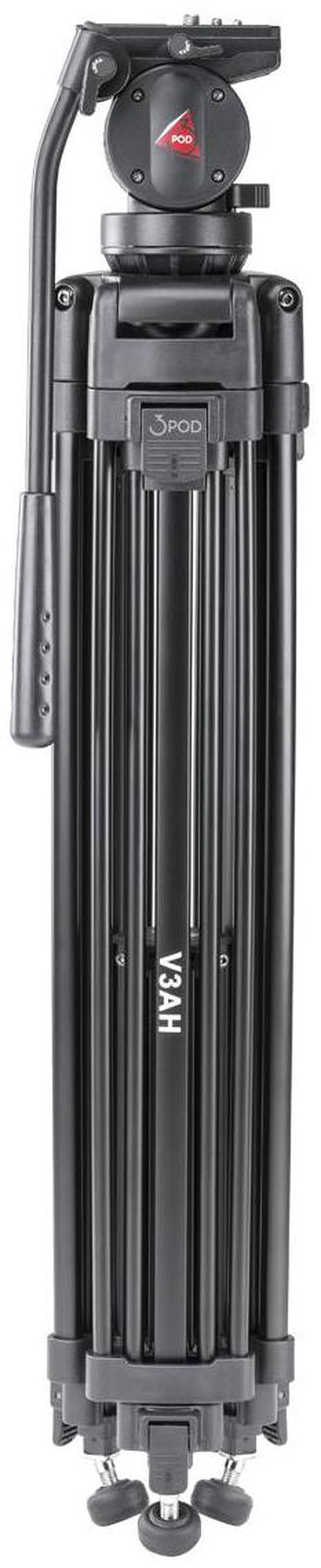Alt view image 7 of 9 - video tripod system, professional heavy duty aluminum twin tube tripod, k2 fluid head, mid-level spreader, max loading 9 lb, ds