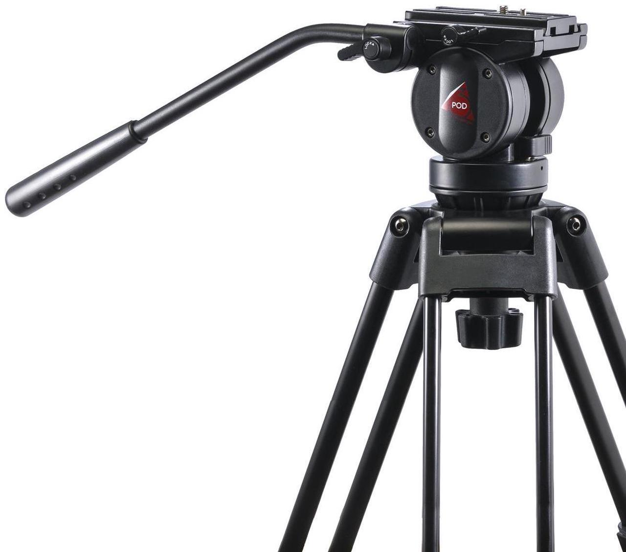 Alt view image 8 of 9 - video tripod system, professional heavy duty aluminum twin tube tripod, k2 fluid head, mid-level spreader, max loading 9 lb, ds
