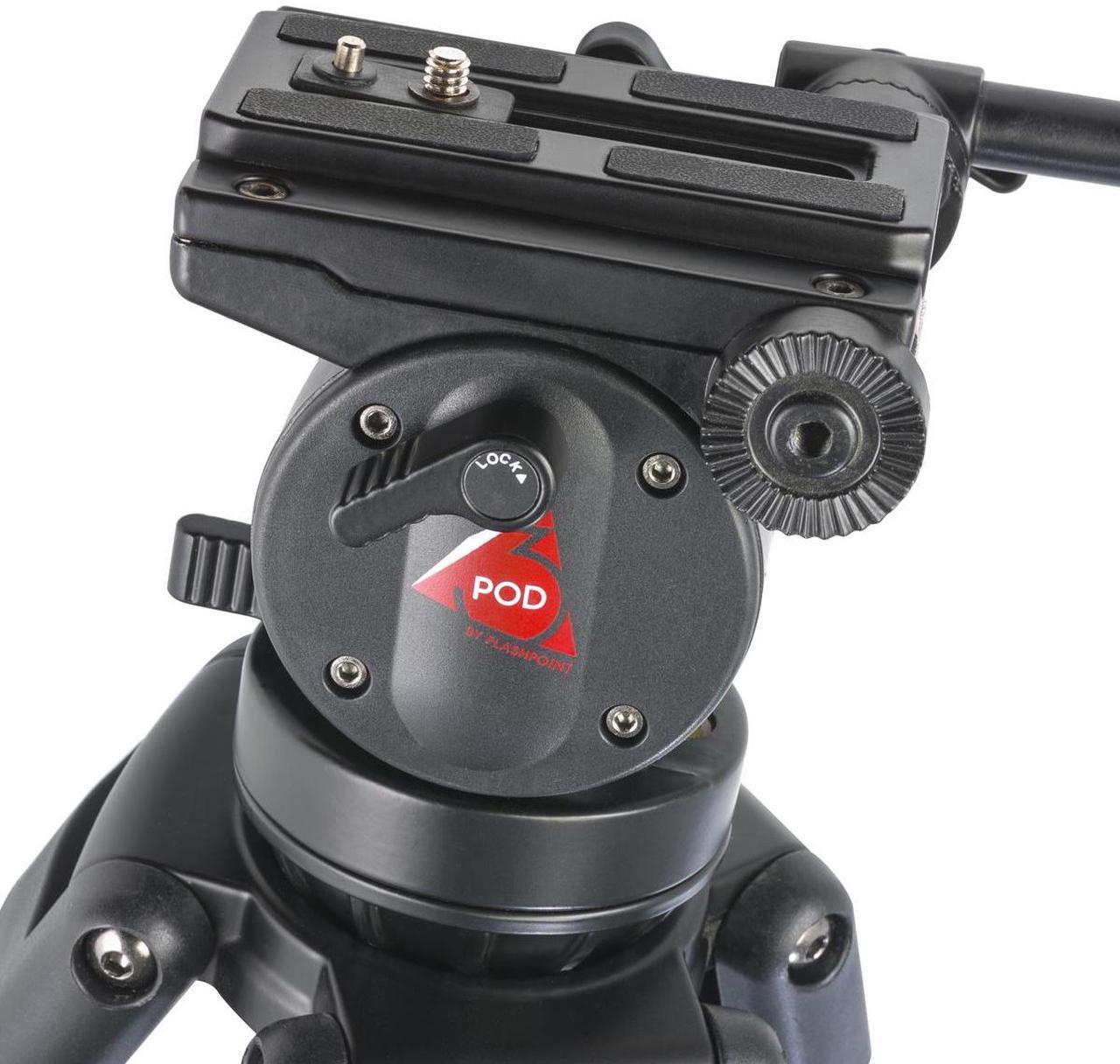 Alt view image 9 of 9 - video tripod system, professional heavy duty aluminum twin tube tripod, k2 fluid head, mid-level spreader, max loading 9 lb, ds