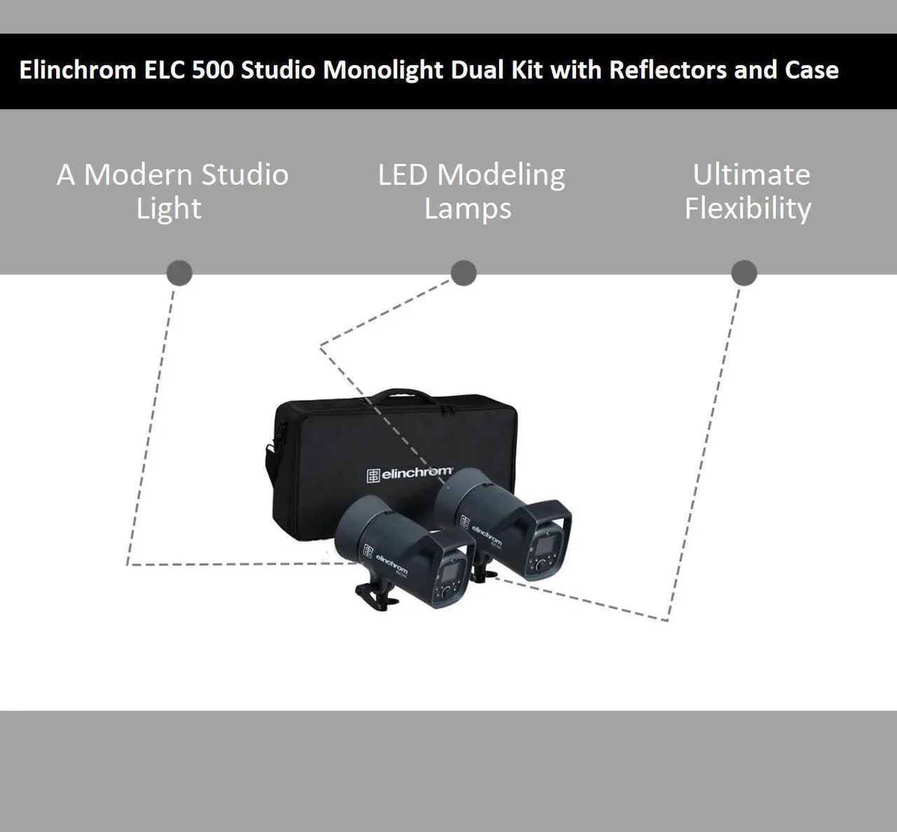 Alt view image 4 of 4 - Elinchrom ELC 500/500 Studio Monolight Dual Kit with Reflectors and Case