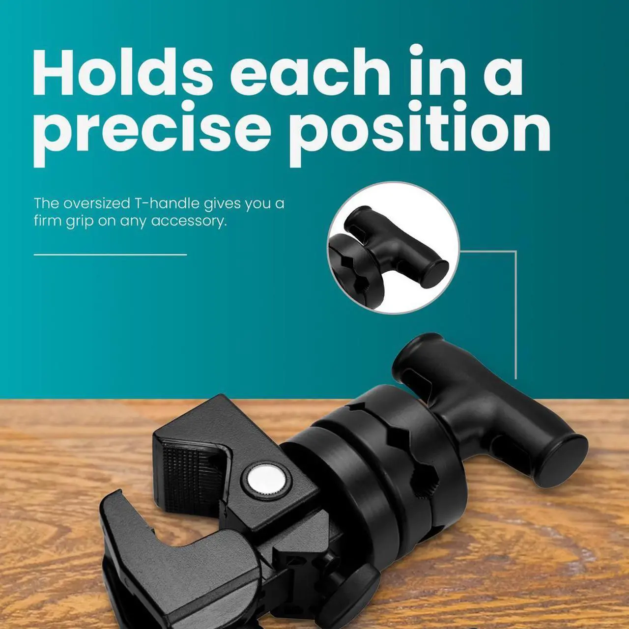 Alt view image 4 of 7 - Flashpoint 2.5" Pro Grip Head with Super Clamp and Ratchet Handle, Black