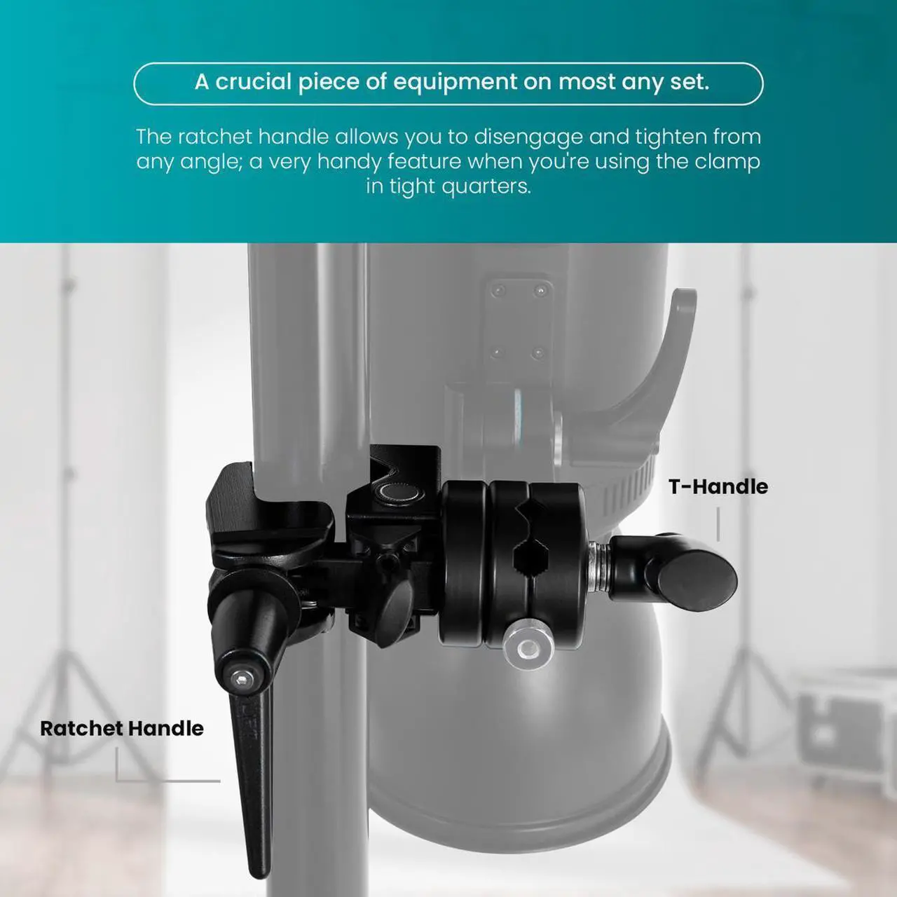 Alt view image 7 of 7 - Flashpoint 2.5" Pro Grip Head with Super Clamp and Ratchet Handle, Black