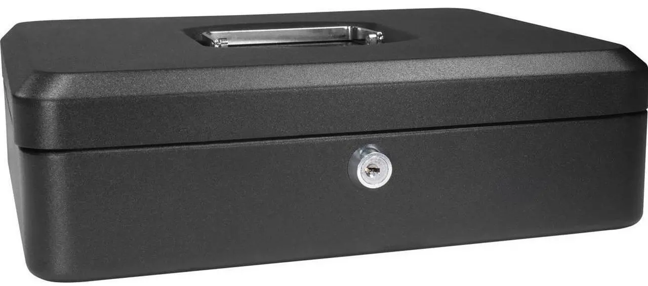 Main image of Barska 12" Cash Box with Key Lock, Black