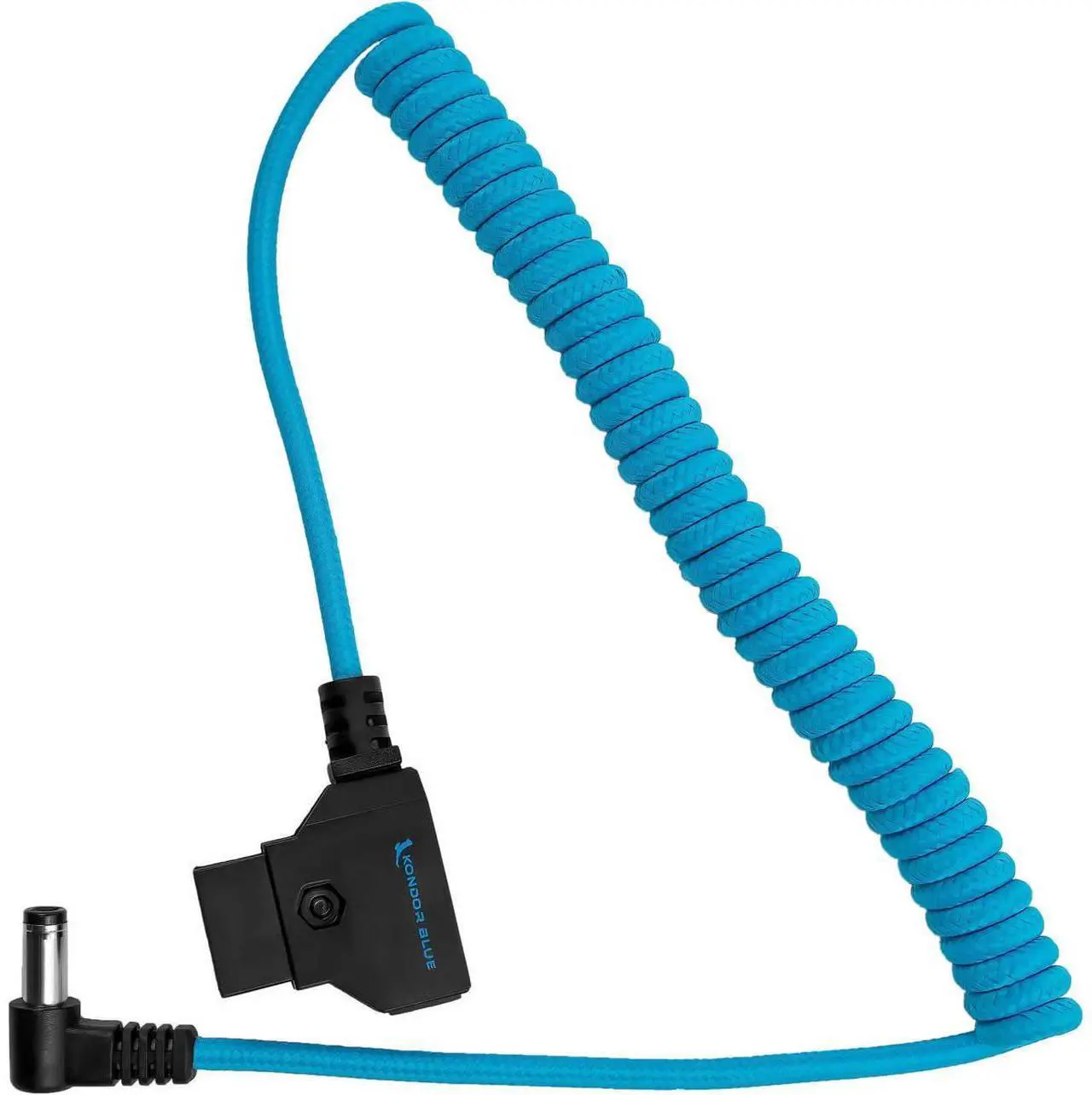 Alt view image 2 of 2 - Kondor Blue D-Tap to DC Barrel Right-Angle Coiled Cable, 5.5x2.5mm, Blue #KB-700