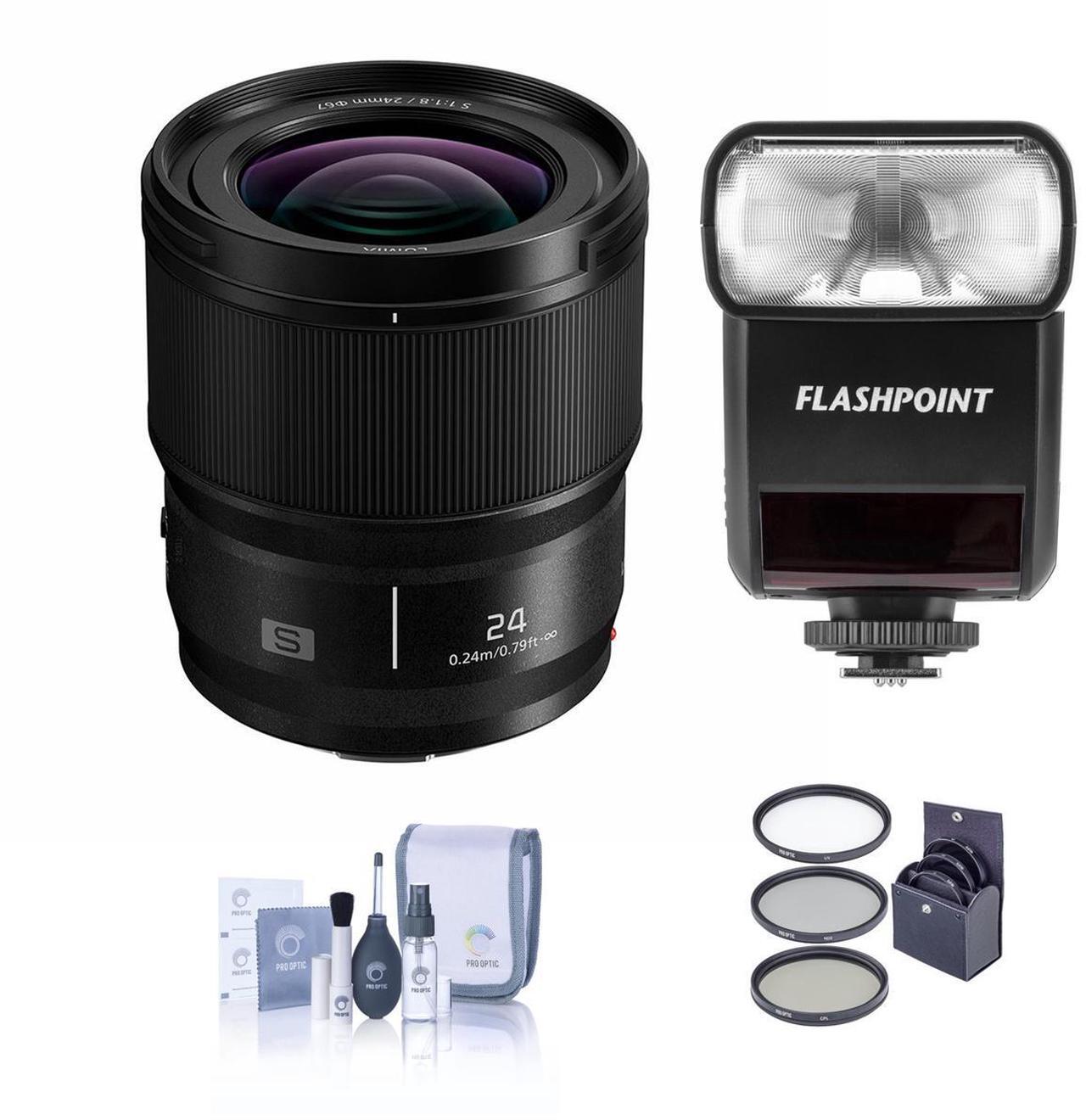 Main image of Panasonic LUMIX S 24mm f/1.8 Lens for L Mount with Zoom-Mini TTL R2 Flash Kit