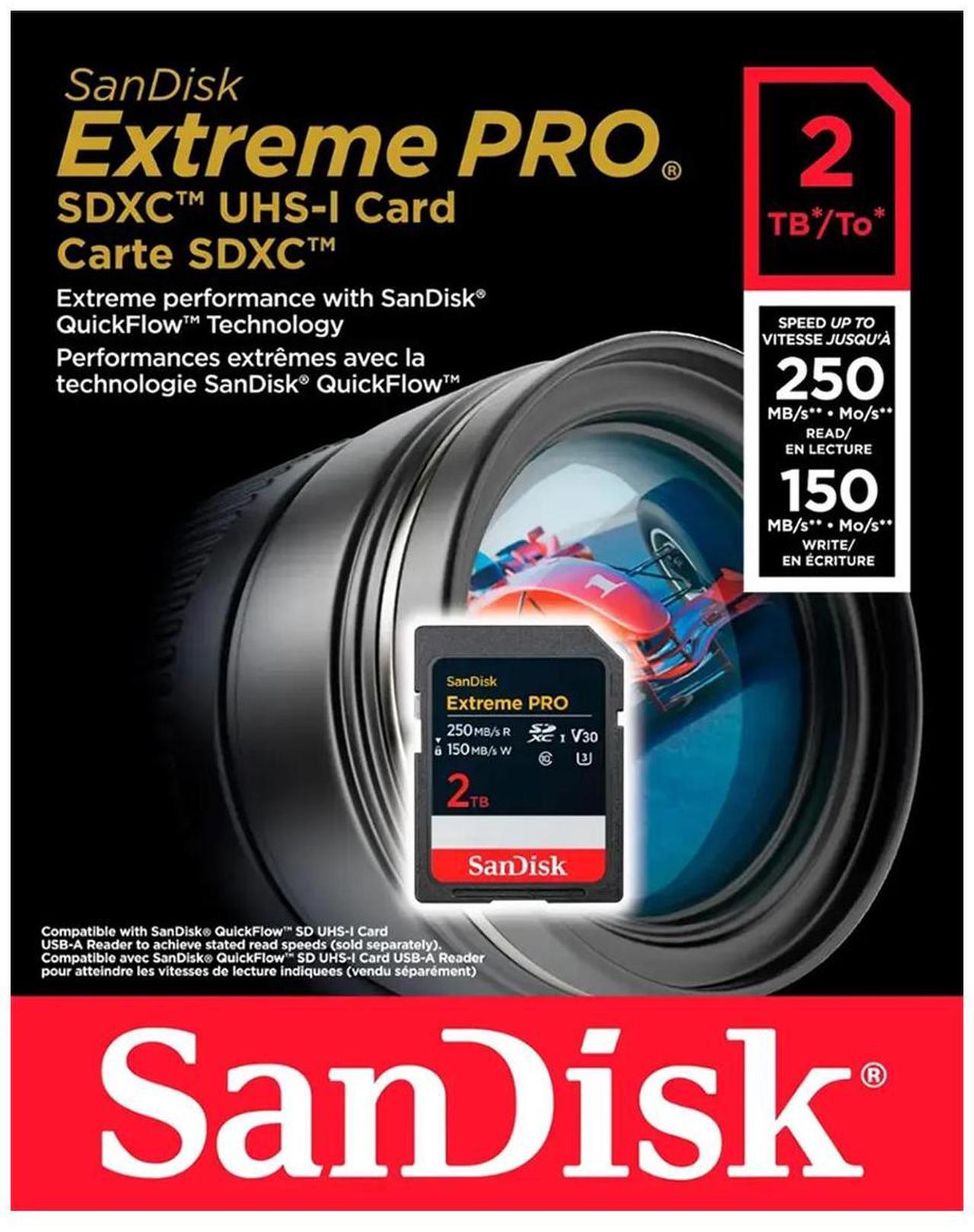 Alt view image 3 of 11 - SanDisk Extreme Pro 2TB Secure Digital Extended Capacity (SDXC) Memory Card Model SDSDXXD-2T00-GN4IN