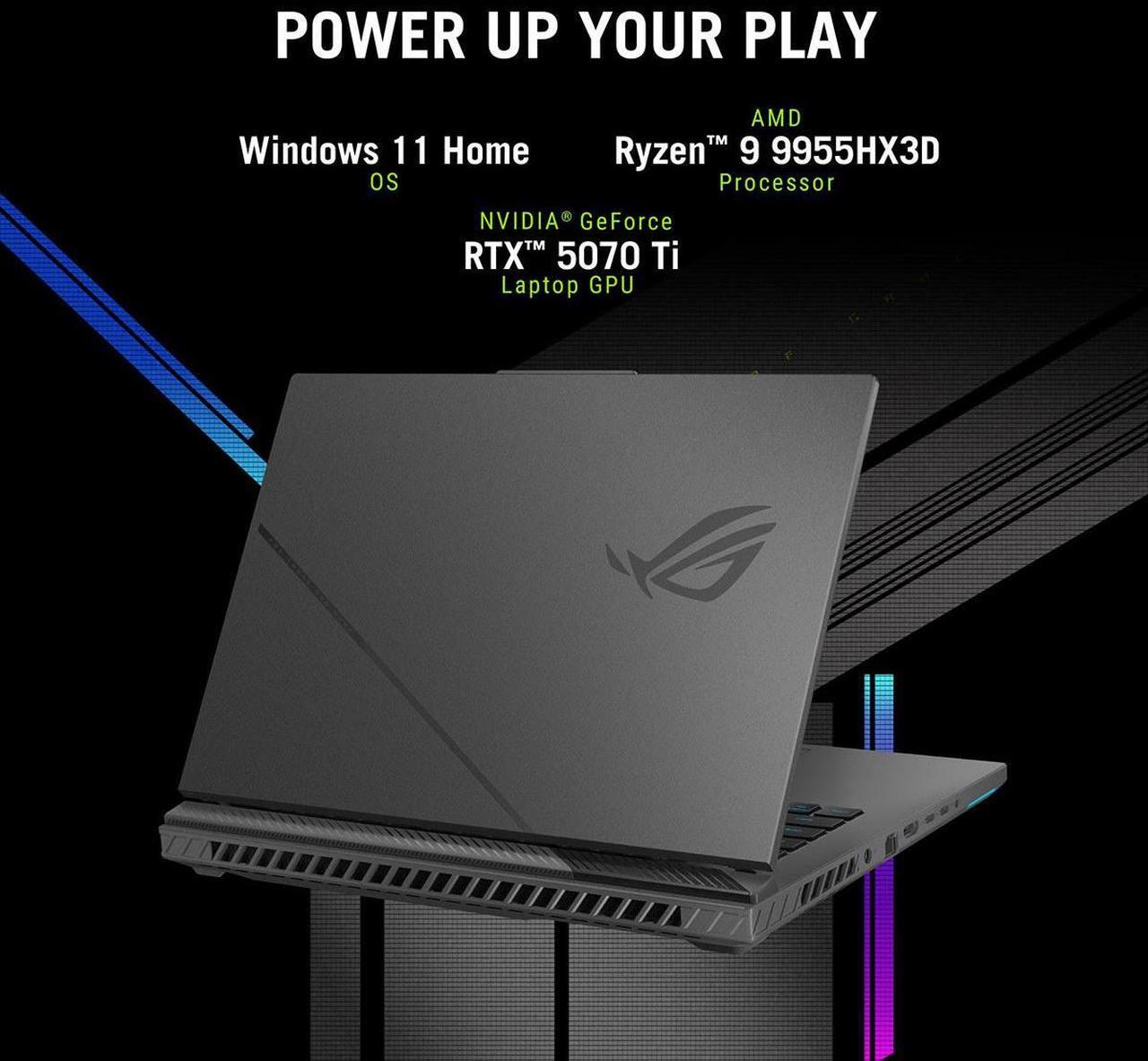 Alt view image 12 of 14 - Asus G614FRDS96 16 inch ROG Strix G16 Gaming Laptop - AMD Ryzen 9 9955HX3D Processor - NVIDIA GeForce RTX 5070 Ti Lapto