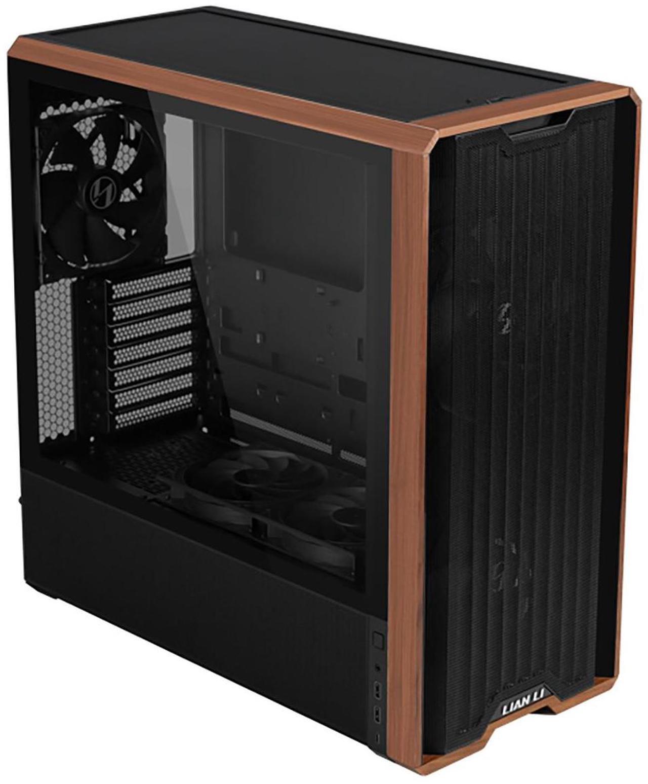 Alt view image 9 of 13 - Lian Li LANCOOL 217 Genuine Walnut Wood Computer Case,  Mid-Tower ATX PC Case with 5 Pre-Installed PWM Fans 2x170mm, 2x120mm & 1x140mm, Flexible PSU & Cable Installation - Black (LAN217X)