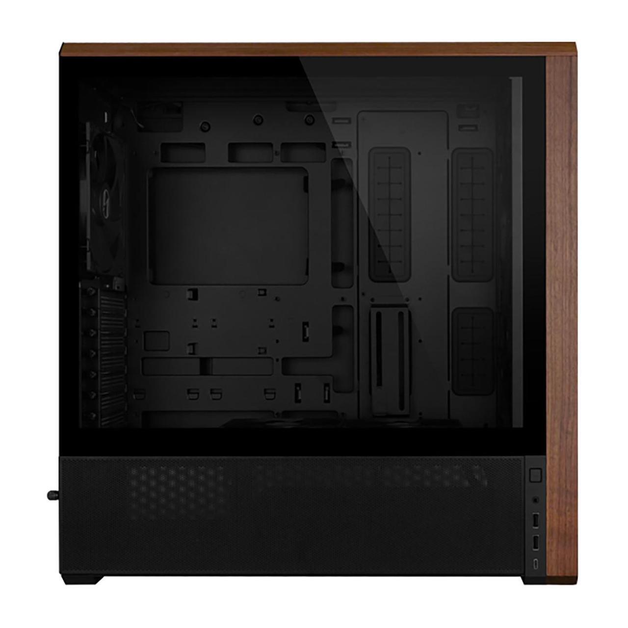 Alt view image 11 of 13 - Lian Li LANCOOL 217 Genuine Walnut Wood Computer Case,  Mid-Tower ATX PC Case with 5 Pre-Installed PWM Fans 2x170mm, 2x120mm & 1x140mm, Flexible PSU & Cable Installation - Black (LAN217X)