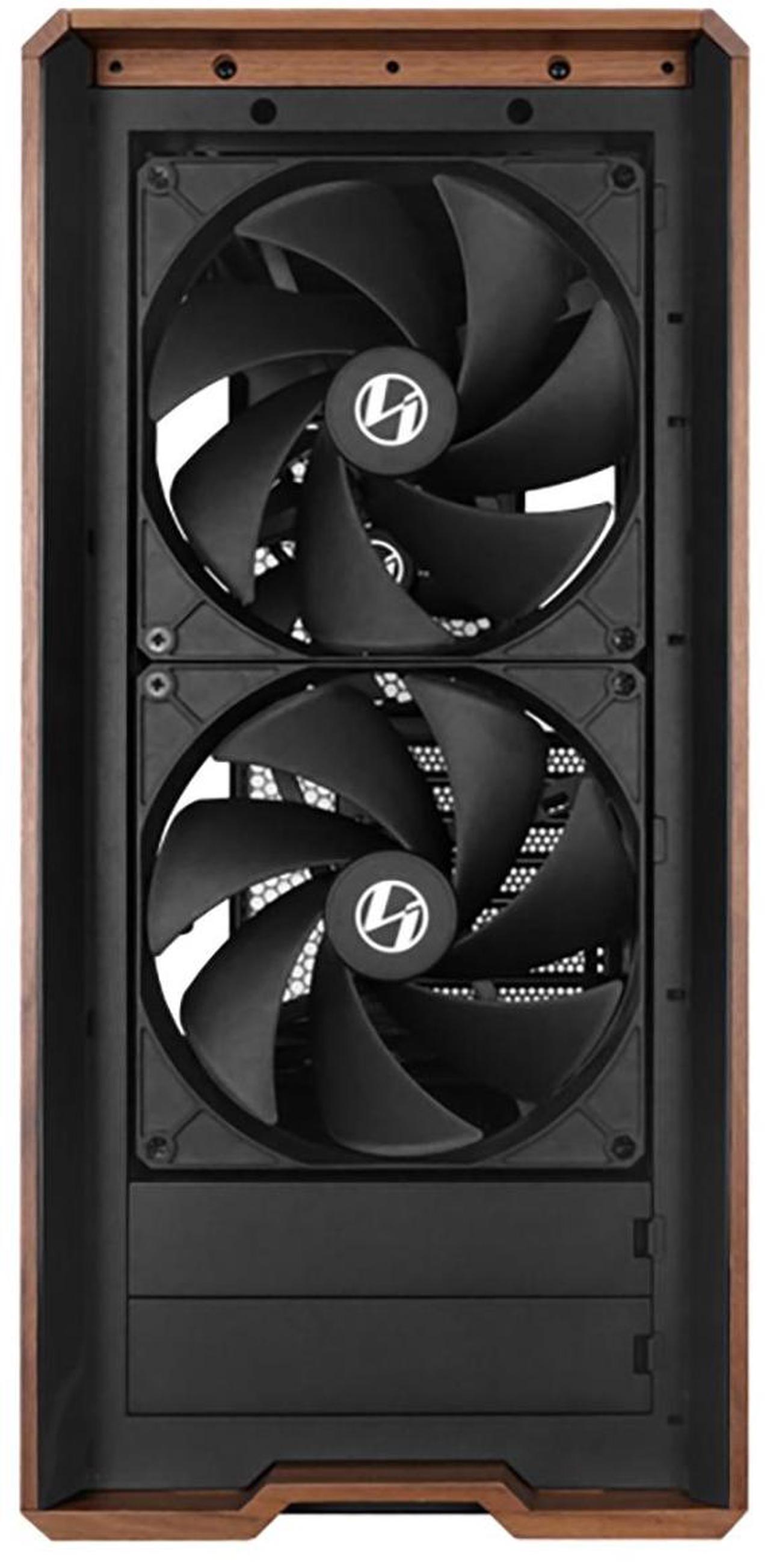 Alt view image 10 of 13 - Lian Li LANCOOL 217 Genuine Walnut Wood Computer Case,  Mid-Tower ATX PC Case with 5 Pre-Installed PWM Fans 2x170mm, 2x120mm & 1x140mm, Flexible PSU & Cable Installation - Black (LAN217X)