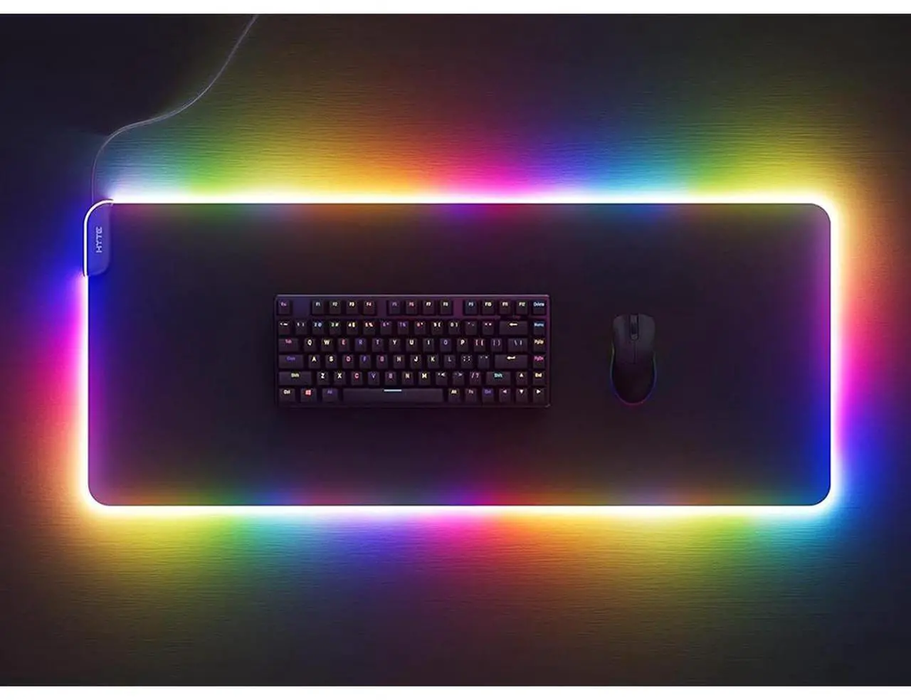 Alt view image 9 of 14 - HYTE CNVS Intense Play Mat: Custom RGB LED 50-Pixel qRGB Array Waterproof Extended Premium Silky 28 SPI 900mm x 370mm USB C Gaming Mouse Pad