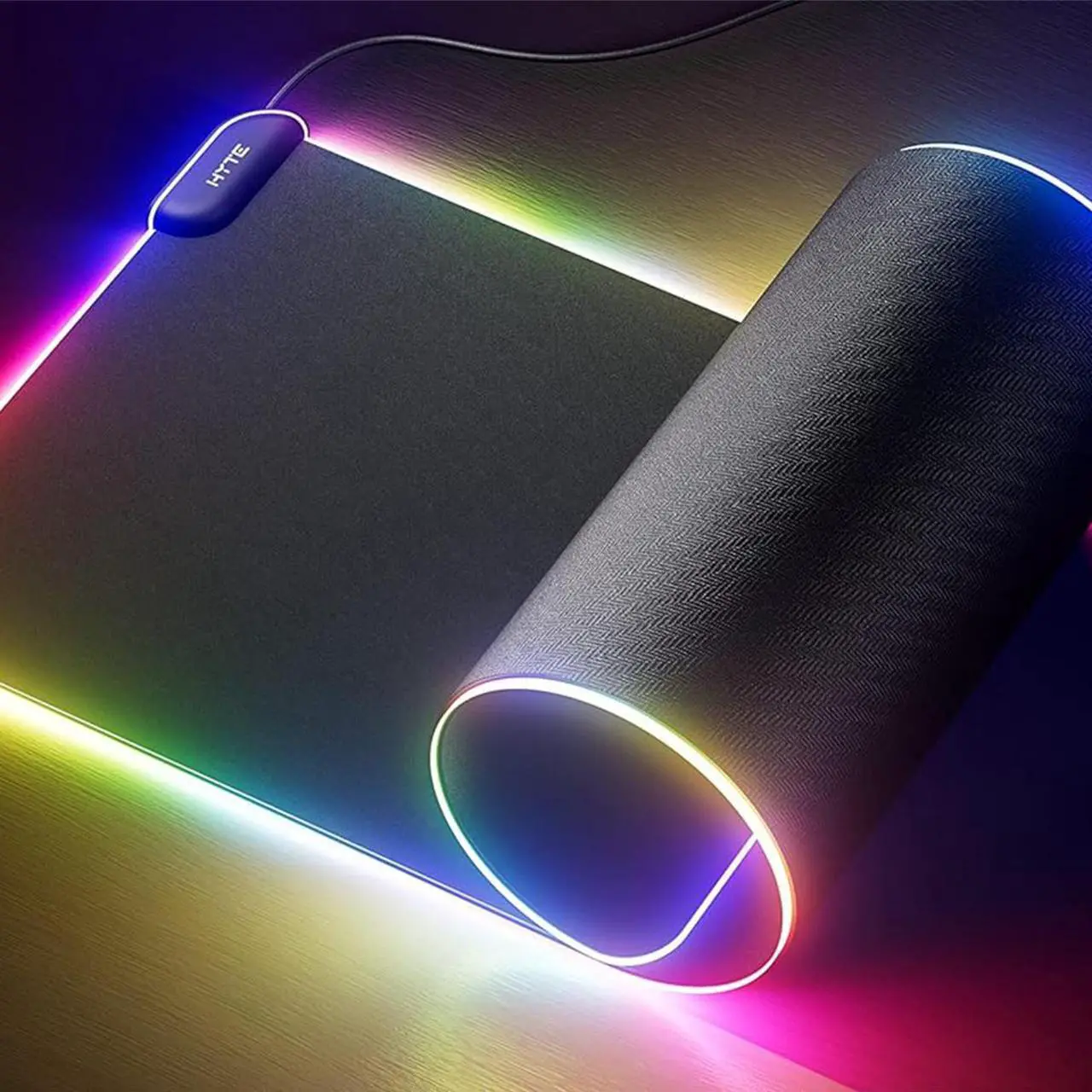 Alt view image 10 of 14 - HYTE CNVS Intense Play Mat: Custom RGB LED 50-Pixel qRGB Array Waterproof Extended Premium Silky 28 SPI 900mm x 370mm USB C Gaming Mouse Pad