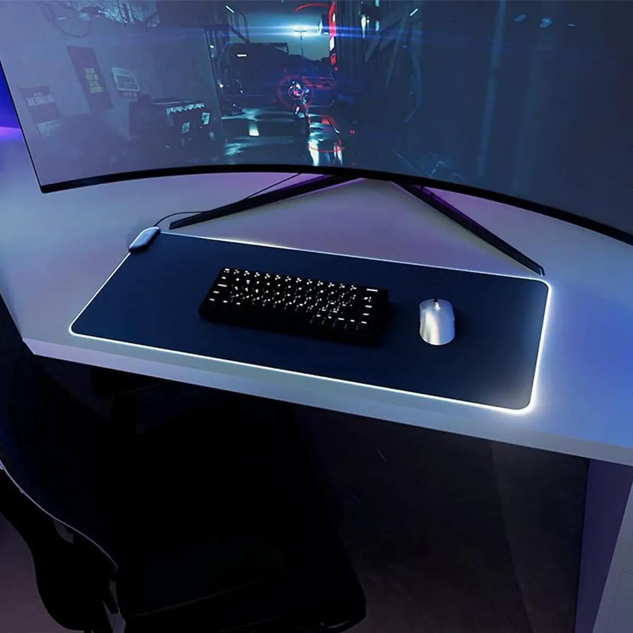 Alt view image 14 of 14 - HYTE CNVS Intense Play Mat: Custom RGB LED 50-Pixel qRGB Array Waterproof Extended Premium Silky 28 SPI 900mm x 370mm USB C Gaming Mouse Pad