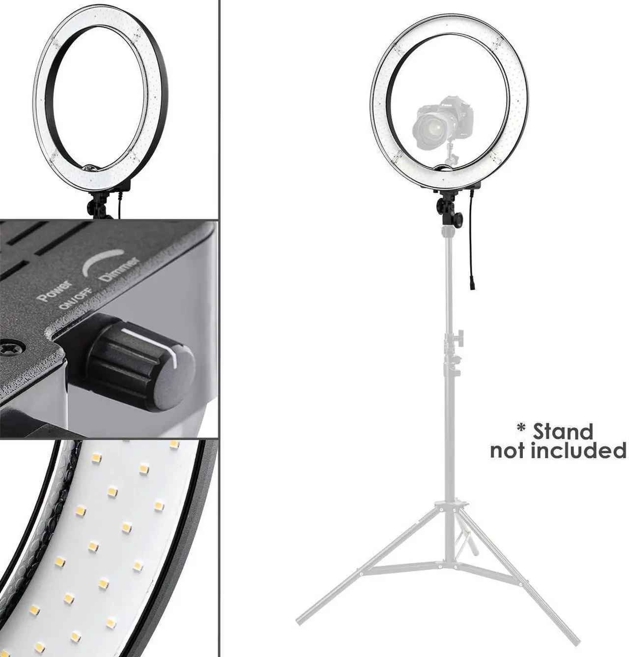 Alt view image 2 of 9 - Flashpoint Flashpoint Photo/Video 13 Inch Dimmable LED 42W 5500K AC Powered Light Ring with Bag For, Makeup - Live Streaming & YouTube Video - Photography