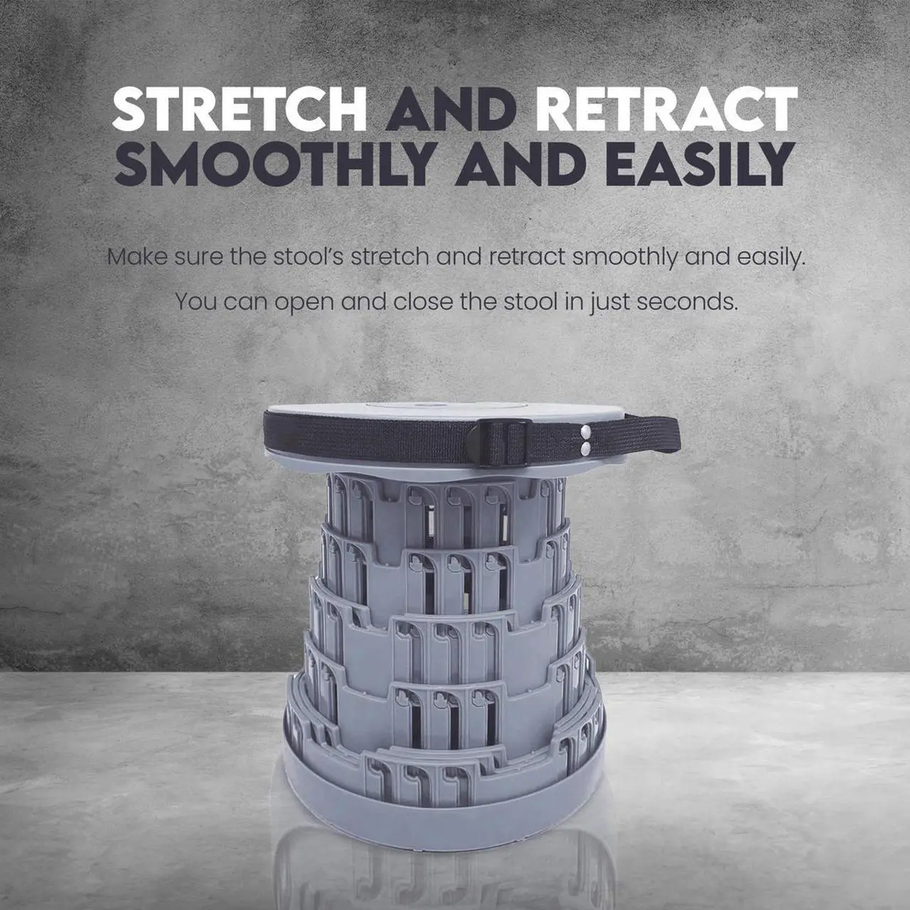 Alt view image 3 of 7 - Aries Portable Telescoping Stool/Chair, Solid Gray