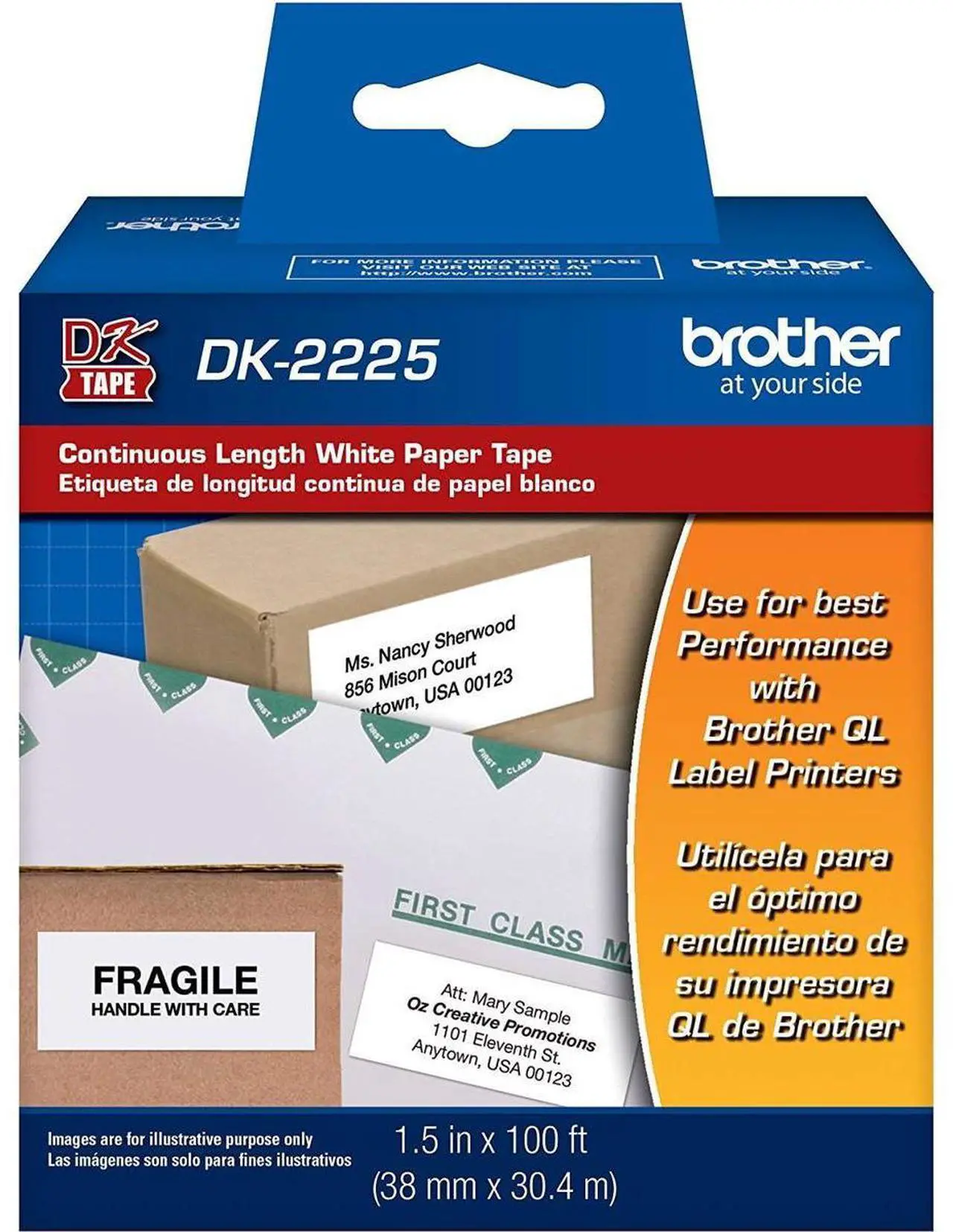 Alt view image 12 of 14 - Continuous Paper Label Tape, 1-1/2" x 100 ft, Black/White DK2225