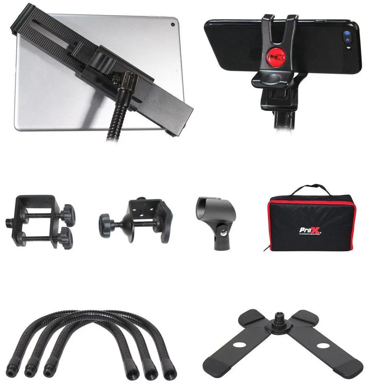 Alt view image 9 of 13 - ProX X-MOBITCP20 Mobi Buddy Hands Free Tablet Mobile Device Clip Kit DJ Cellphone holder Selfie Stick Table Stand Tripod Clamp and Case