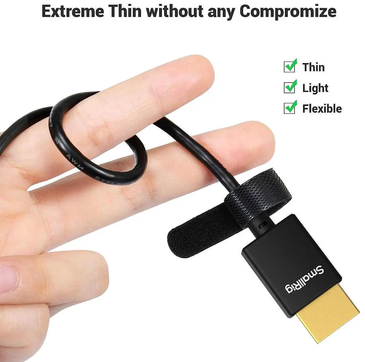 Alt view image 3 of 7 - SmallRig 39.37" Ultra-Slim 4K HDMI Type A Data Cable