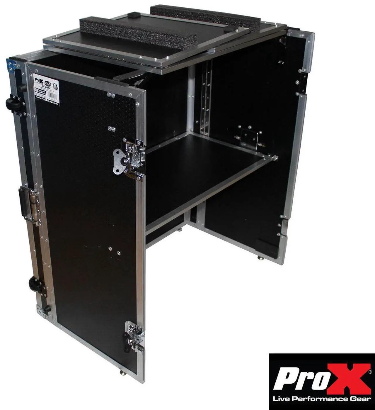 Alt view image 16 of 18 - prox transformer series fold away dj performance desk facade w/ wheels