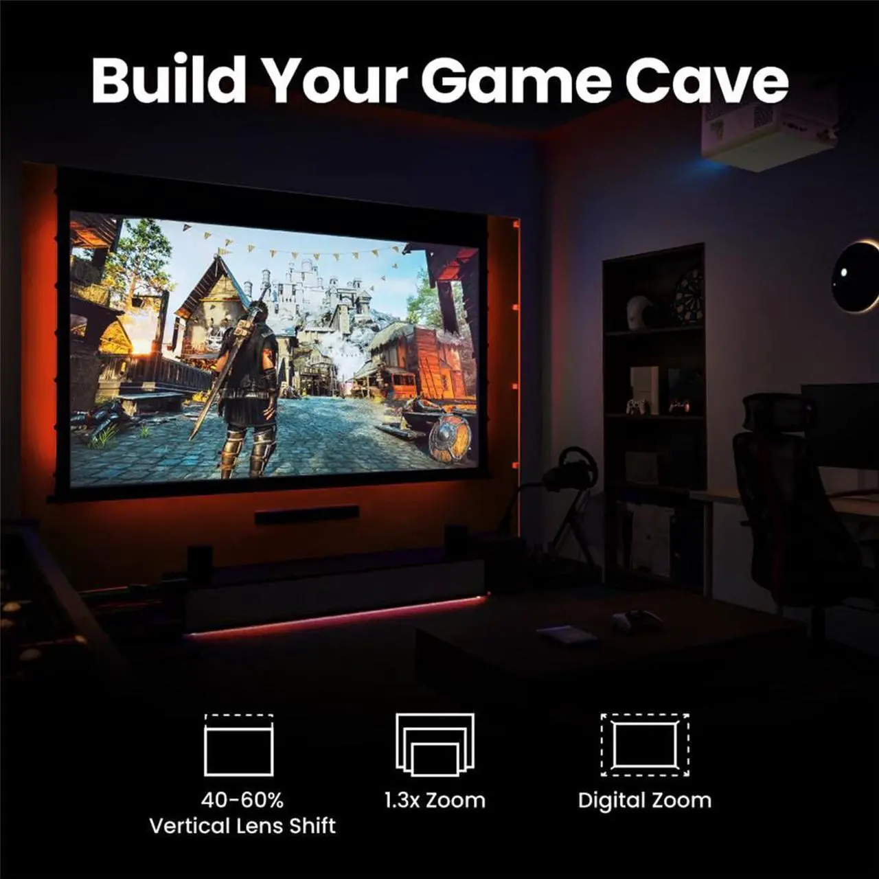 Alt view image 4 of 6 - BenQ X3100i 4K Ultra HD HDR 4LED DLP Gaming Projector, Bundle with H&A Ceiling Mount