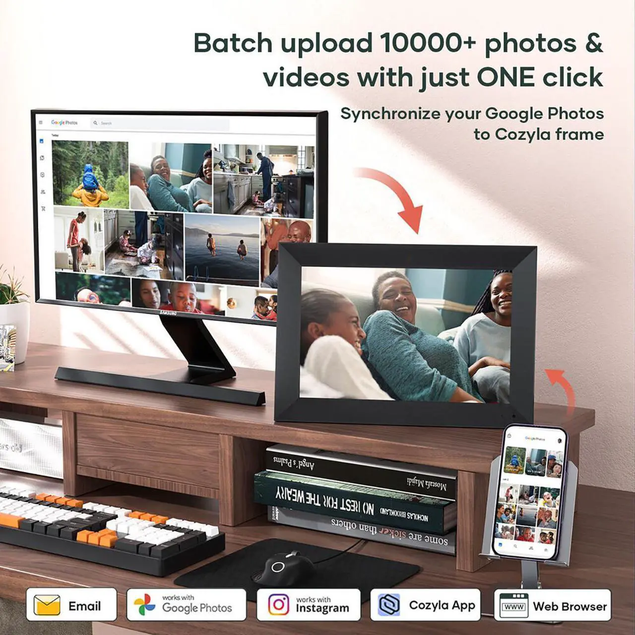 Cozyla 10.1" WXGA Wi-Fi Rechargeable Touchscreen Digital Picture Frame - Thumbnail 3