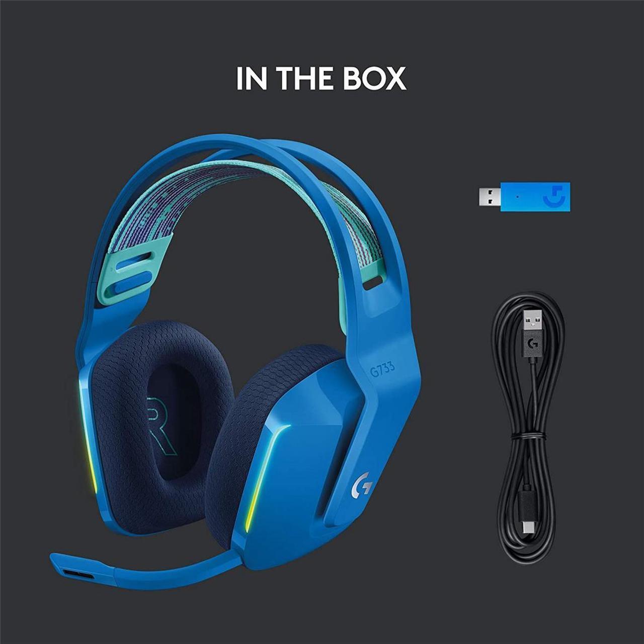 Alt view image 7 of 7 - Logitech G733 LIGHTSPEED Wireless Gaming Headset with suspension headband, LIGHTSYNC RGB, Blue VO!CE mic technology and PRO-G audio drivers - Blue