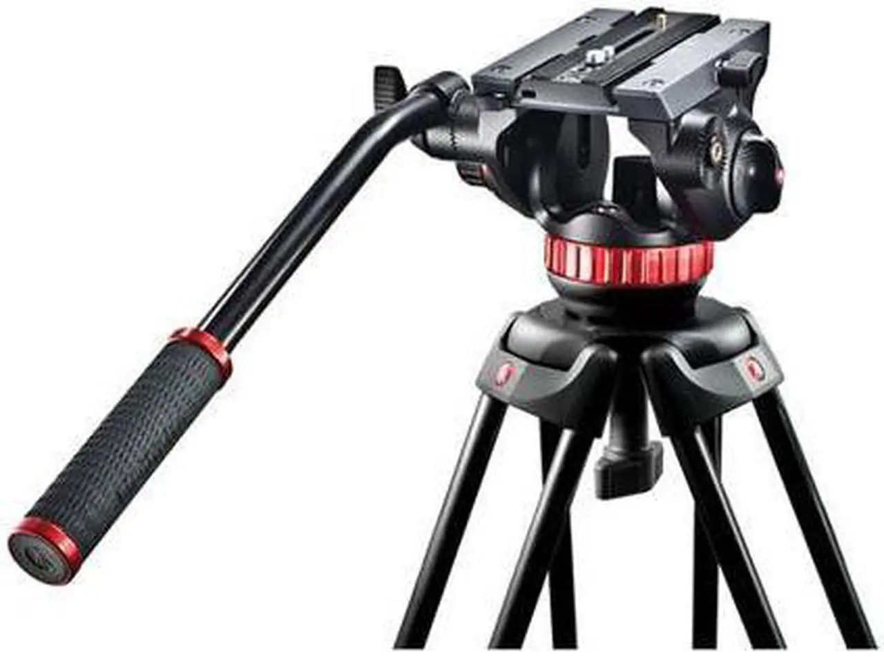 Alt view image 2 of 8 - Manfrotto MVT502AM 3-Section Aluminum Telescopic Twin Leg Tripod, 502 Fluid Head