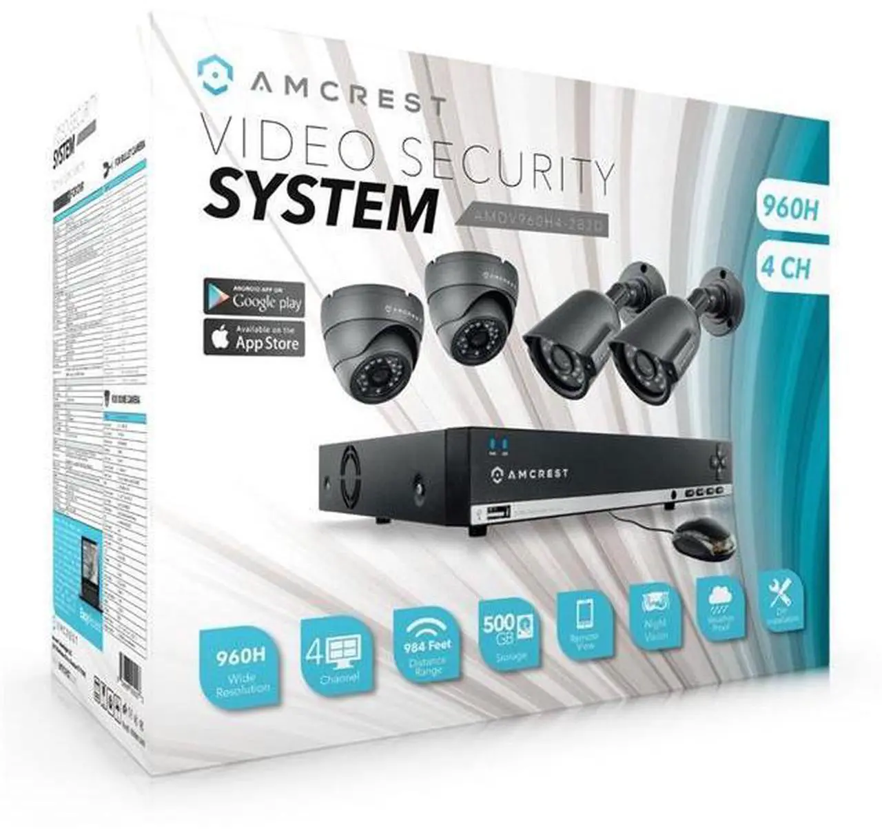 Alt view image 9 of 12 - Amcrest 960H 4CH 500GB DVR Security Camera System w/ 2 x 800+ TVL Bullet Cameras & 2 x 800+ TVL Dome Cameras