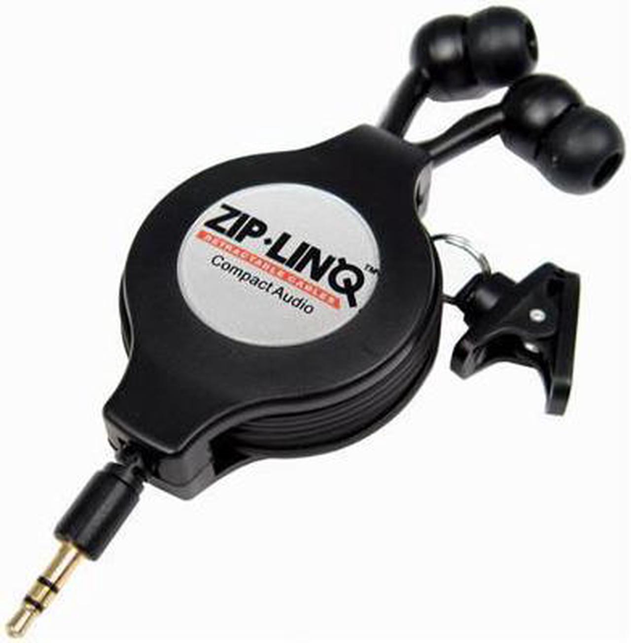 Main image of 10 Pack of Ziplinq 2.5mm Connector Canal Retractable 2.5mm Black Earbuds (ZIP-AUDIO-CD6)