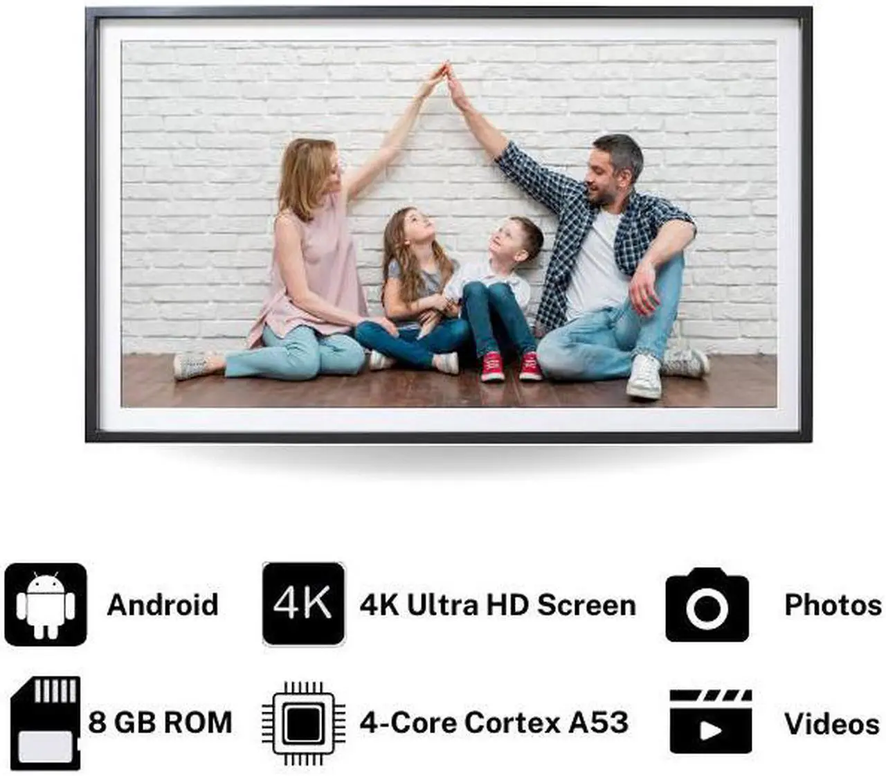 Alt view image 2 of 7 - Nexhi 49 Inch UHD 4K WiFi Digital Photo Frame (3840x2160 Pixels), Android Digital Picture Frame with Built-in 8GB Memory, Wall Mountable to display NFT, Art, Pictures, Memories.