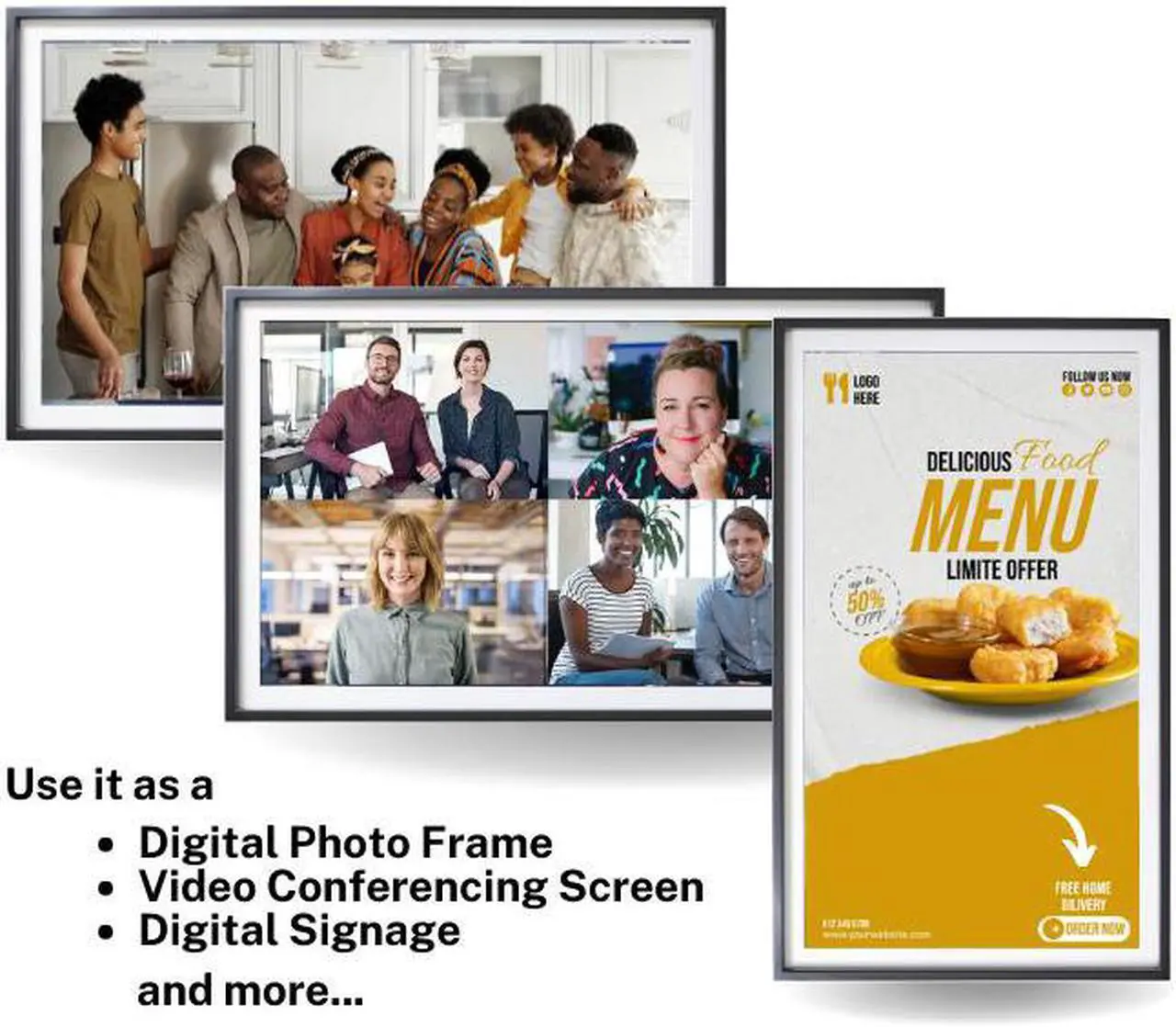 Alt view image 4 of 7 - Nexhi 49 Inch UHD 4K WiFi Digital Photo Frame (3840x2160 Pixels), Android Digital Picture Frame with Built-in 8GB Memory, Wall Mountable to display NFT, Art, Pictures, Memories.