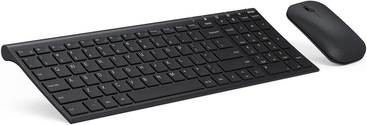 Seenda Ultra Slim Low Profile Wireless Keyboard and Mouse Combo with Number Pad for Windows Devices, Black