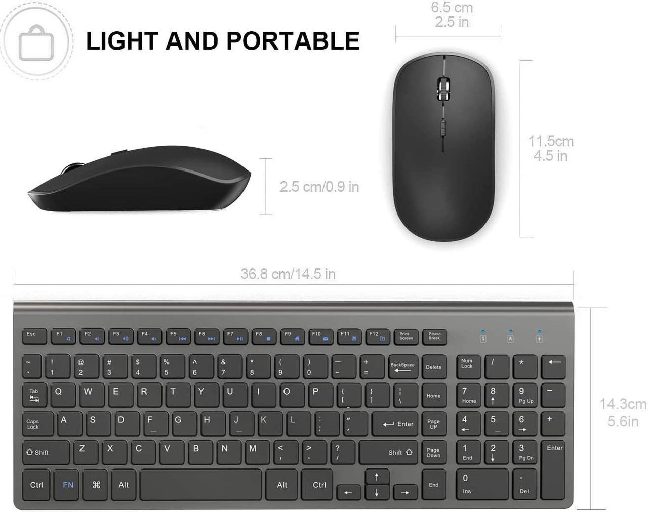 Wireless Keyboard and Mouse, Jelly Comb 2.4G Slim Compact Quiet Small Keyboard and Mouse Combo for Windows, Laptop, PC, Notebook-Black