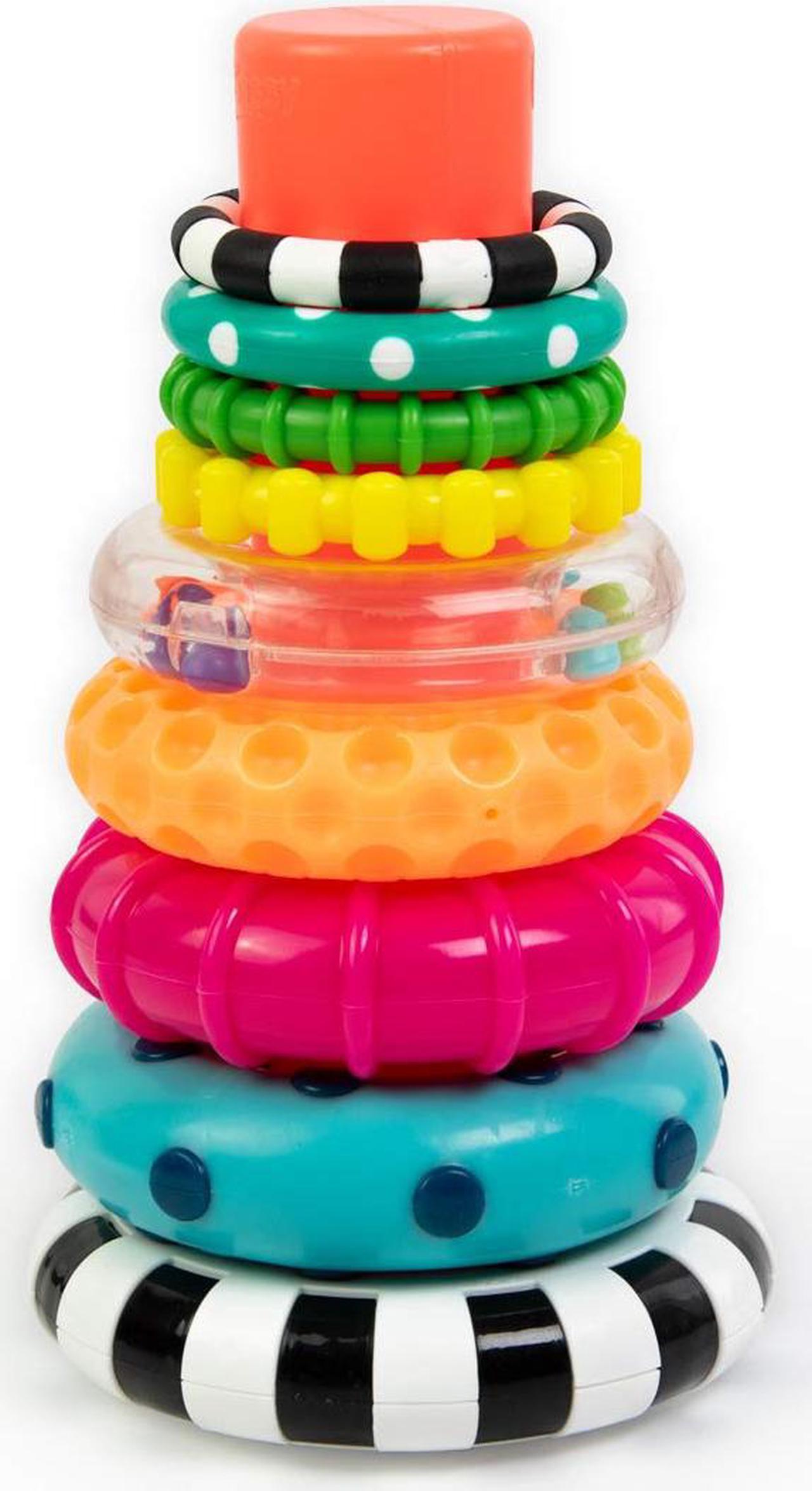 Sassy Stacks of Circles Stacking Ring STEM Learning Toy, 9 Piece Set, Age 6+ Months