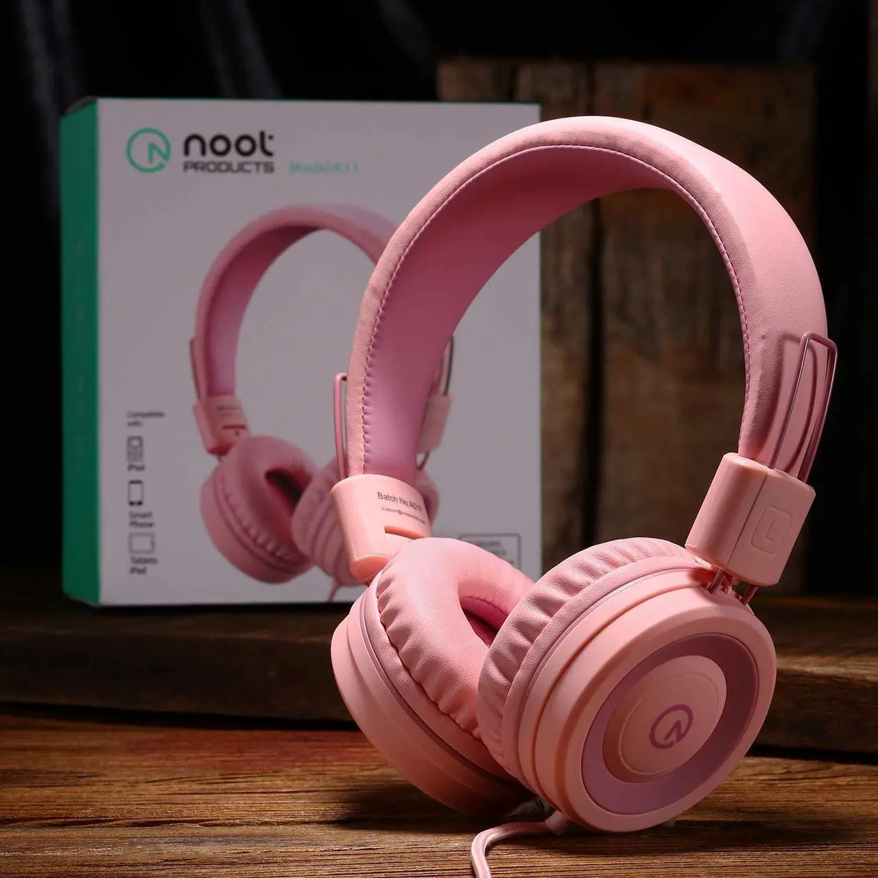 Alt view image 2 of 7 - noot products Kids Headphones K11 Foldable Stereo Tangle-Free 5ft Long Cord 3.5mm Jack Plug in Wired On-Ear Headset for iPad/Girls/Boys/School/Laptop/Travel/Plane/Tablet-Soft Pink