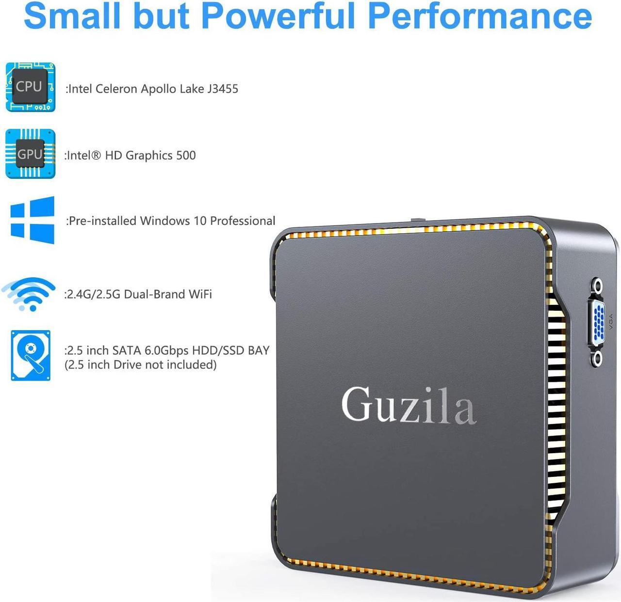 Alt view image 2 of 7 - Mini PC, Intel Celeron J3455 Processor(up to 2.3GHz) Windows 10 Pro(64-bit) Mini Desktop Computer with HDMI/VGA Port,6GB DDR3/120GB SSD,Gigabit Ethernet,Dual Band Wi-Fi,Bluetooth 4.2,4K HD