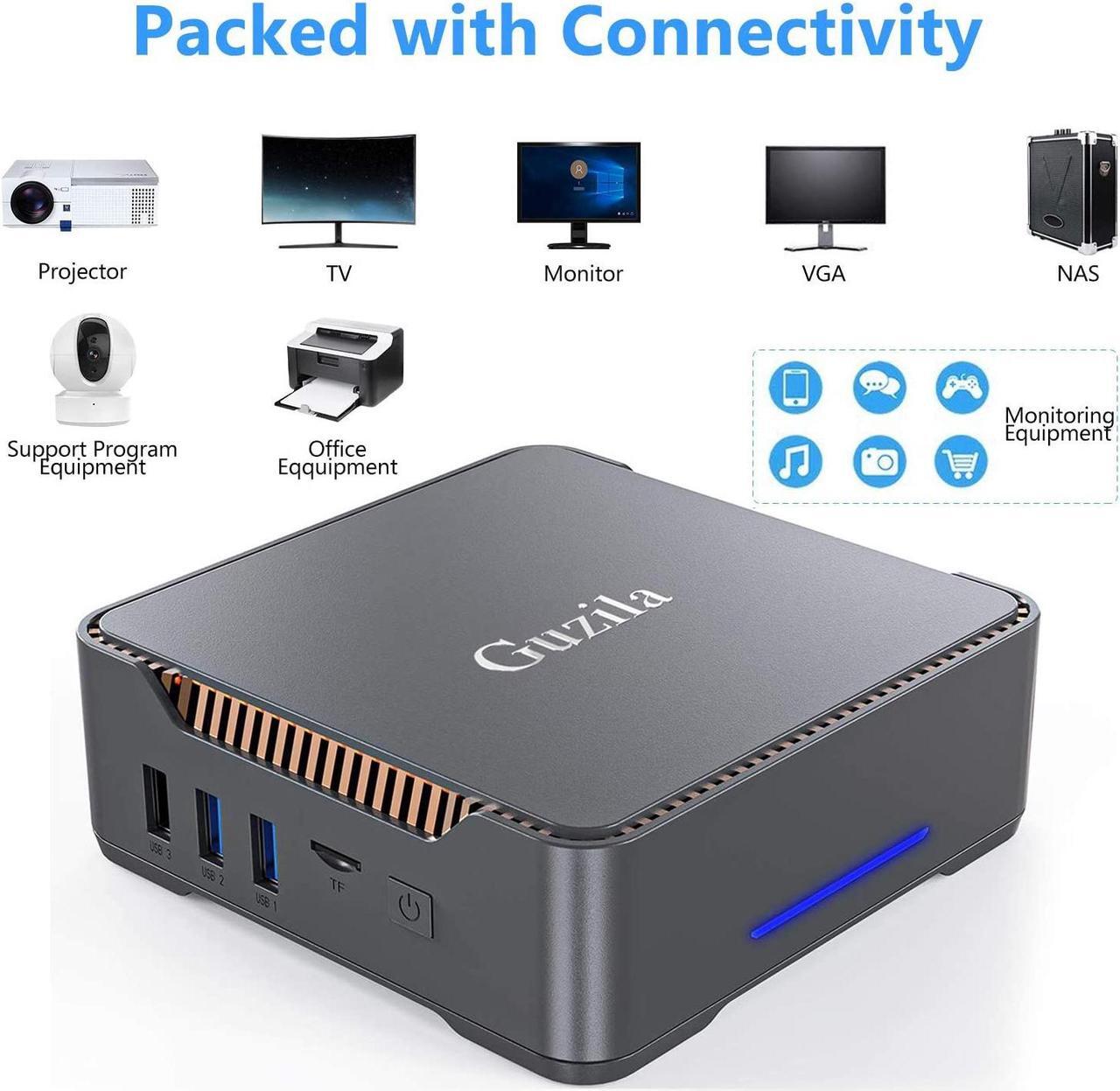Alt view image 4 of 7 - Mini PC, Intel Celeron J3455 Processor(up to 2.3GHz) Windows 10 Pro(64-bit) Mini Desktop Computer with HDMI/VGA Port,6GB DDR3/120GB SSD,Gigabit Ethernet,Dual Band Wi-Fi,Bluetooth 4.2,4K HD