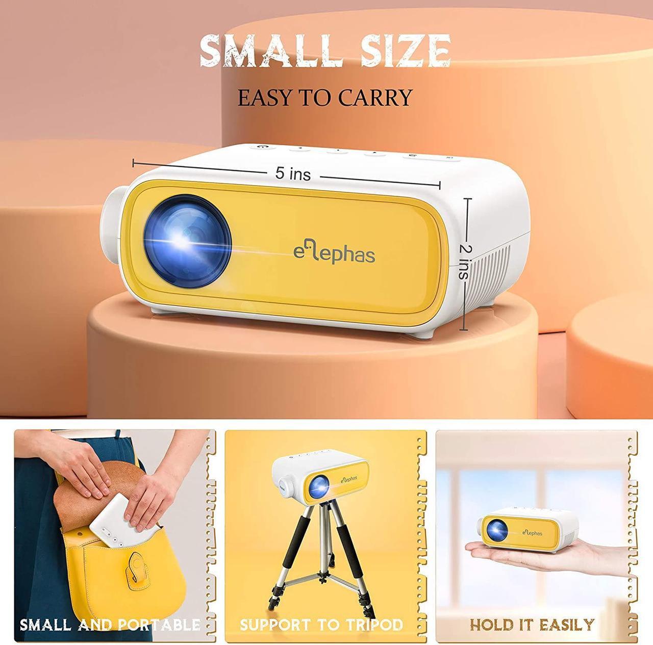 Alt view image 5 of 7 - Mini Projector, ELEPHAS Portable Projector for iPhone 1080P Supported, Video Smart Led Pocket Small Home Phone Projector for Bedroom with Laptop HDMI USB TV AV Interfaces and Remote to Watch Cartoon