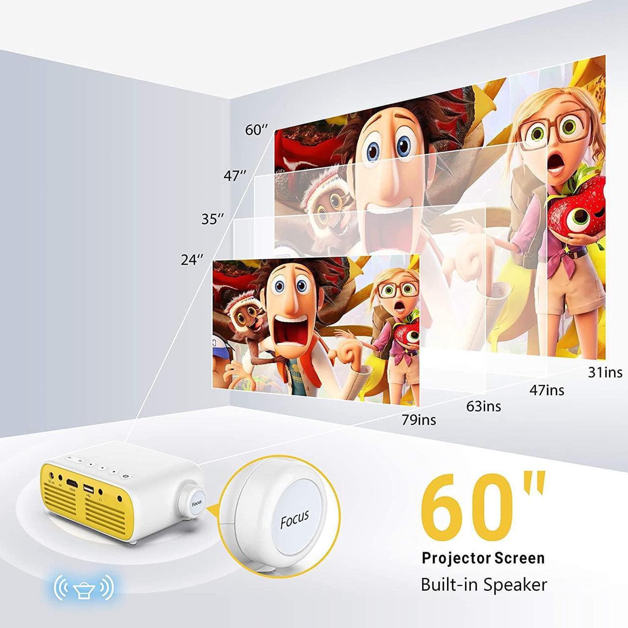 Alt view image 6 of 7 - Mini Projector, ELEPHAS Portable Projector for iPhone 1080P Supported, Video Smart Led Pocket Small Home Phone Projector for Bedroom with Laptop HDMI USB TV AV Interfaces and Remote to Watch Cartoon