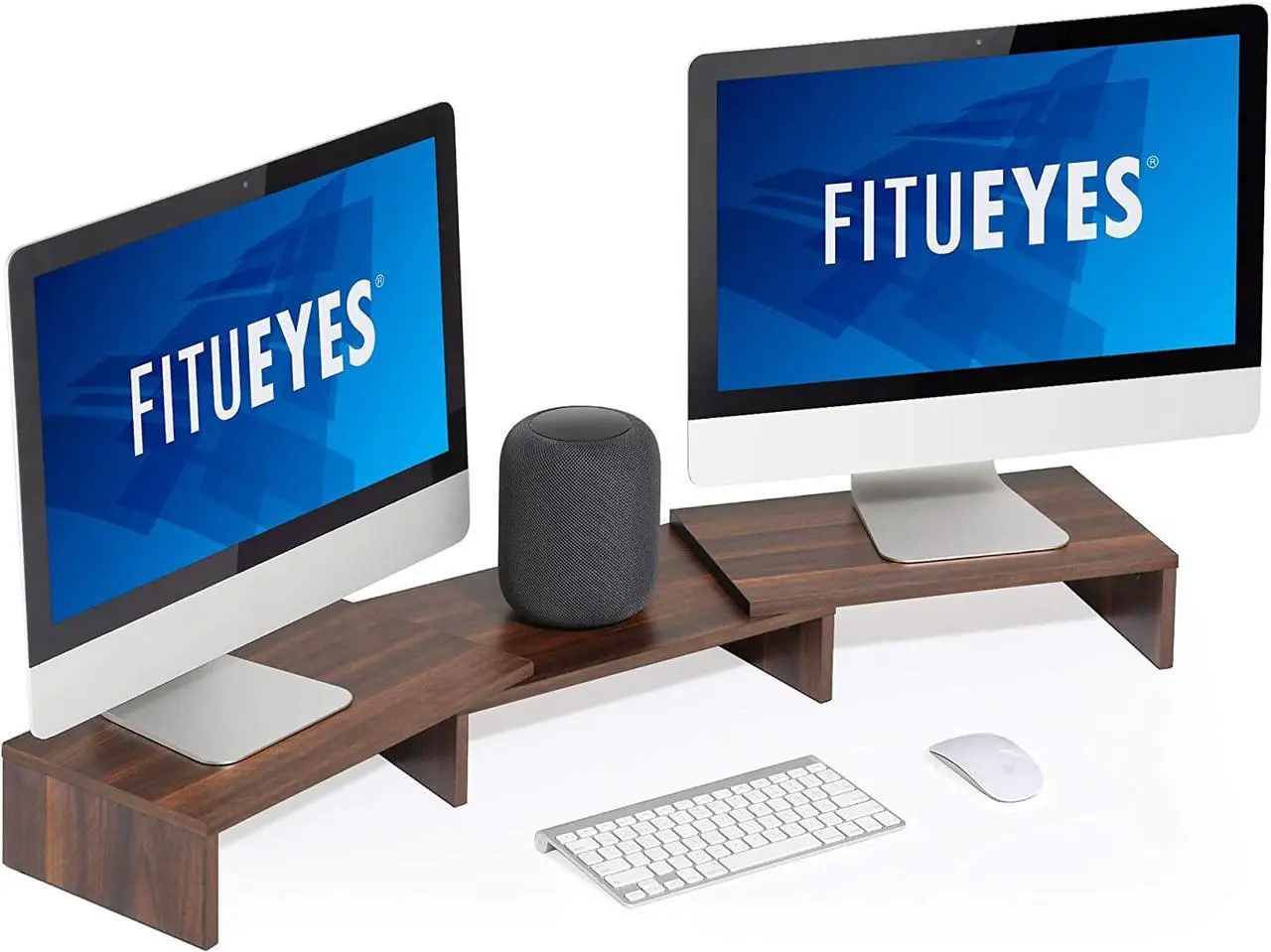Main image of FITUEYES 3 Shelf Monitor Stand Riser with Adjustable Length and Angle Brown DT108002WB