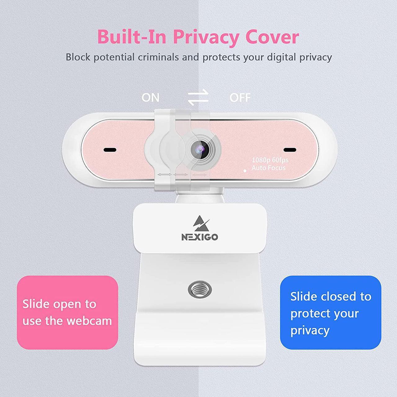 Alt view image 5 of 7 - 60FPS AutoFocus 1080P Webcam with Dual Microphone & Privacy Cover, 2021 NexiGo N660P Pro HD USB Computer Web Camera, for OBS Gaming Zoom Meeting Skype FaceTime Teams, Pink