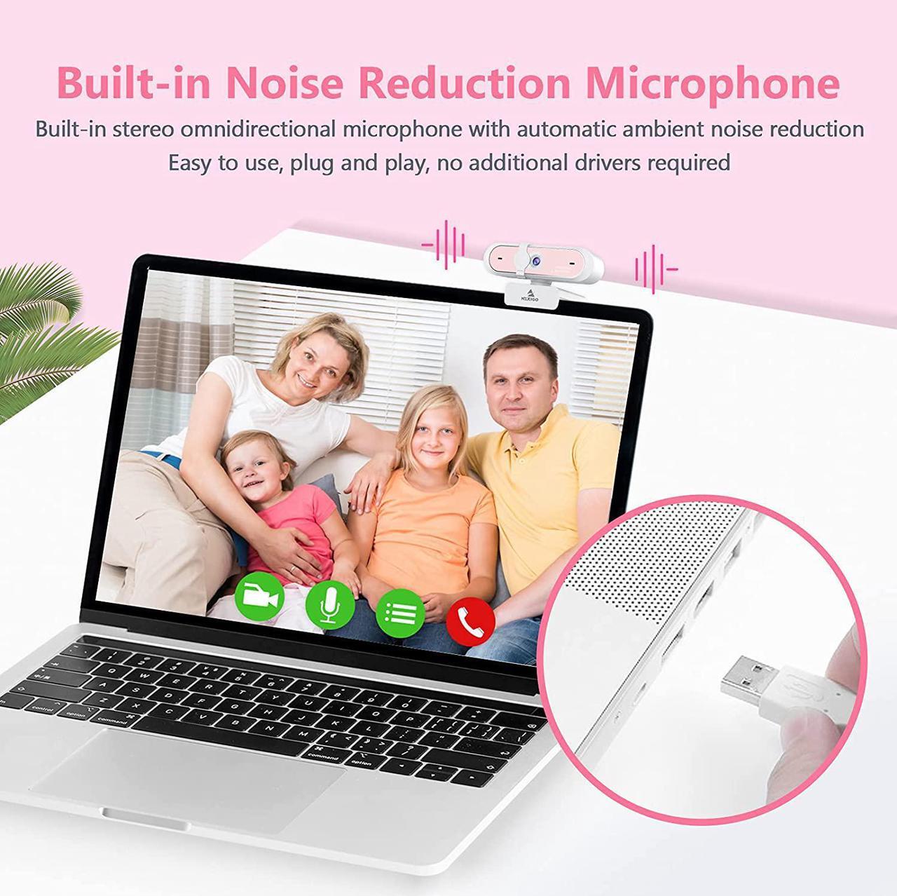 Alt view image 3 of 7 - 60FPS AutoFocus 1080P Webcam with Dual Microphone & Privacy Cover, 2021 NexiGo N660P Pro HD USB Computer Web Camera, for OBS Gaming Zoom Meeting Skype FaceTime Teams, Pink