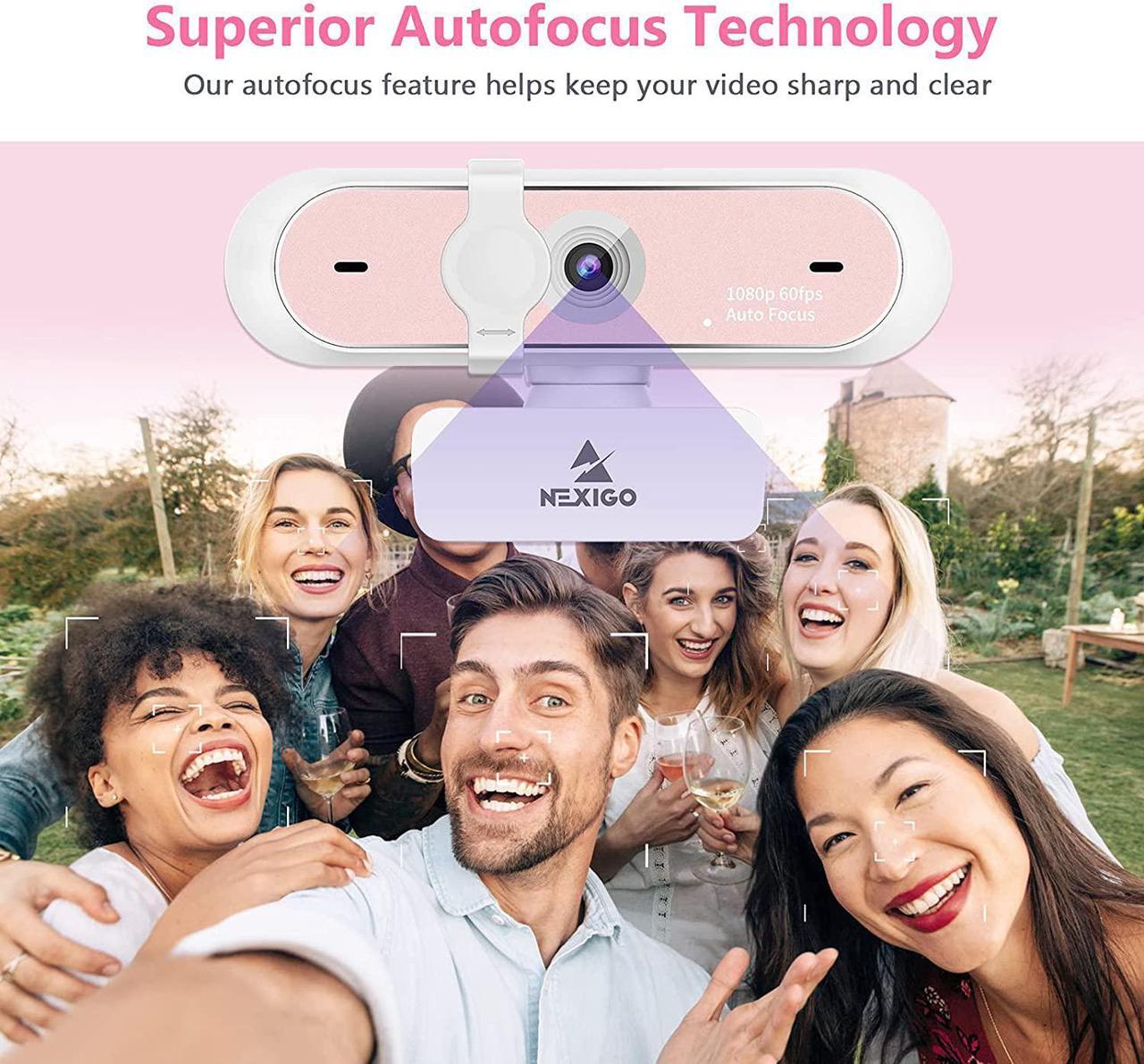 Alt view image 4 of 7 - 60FPS AutoFocus 1080P Webcam with Dual Microphone & Privacy Cover, 2021 NexiGo N660P Pro HD USB Computer Web Camera, for OBS Gaming Zoom Meeting Skype FaceTime Teams, Pink