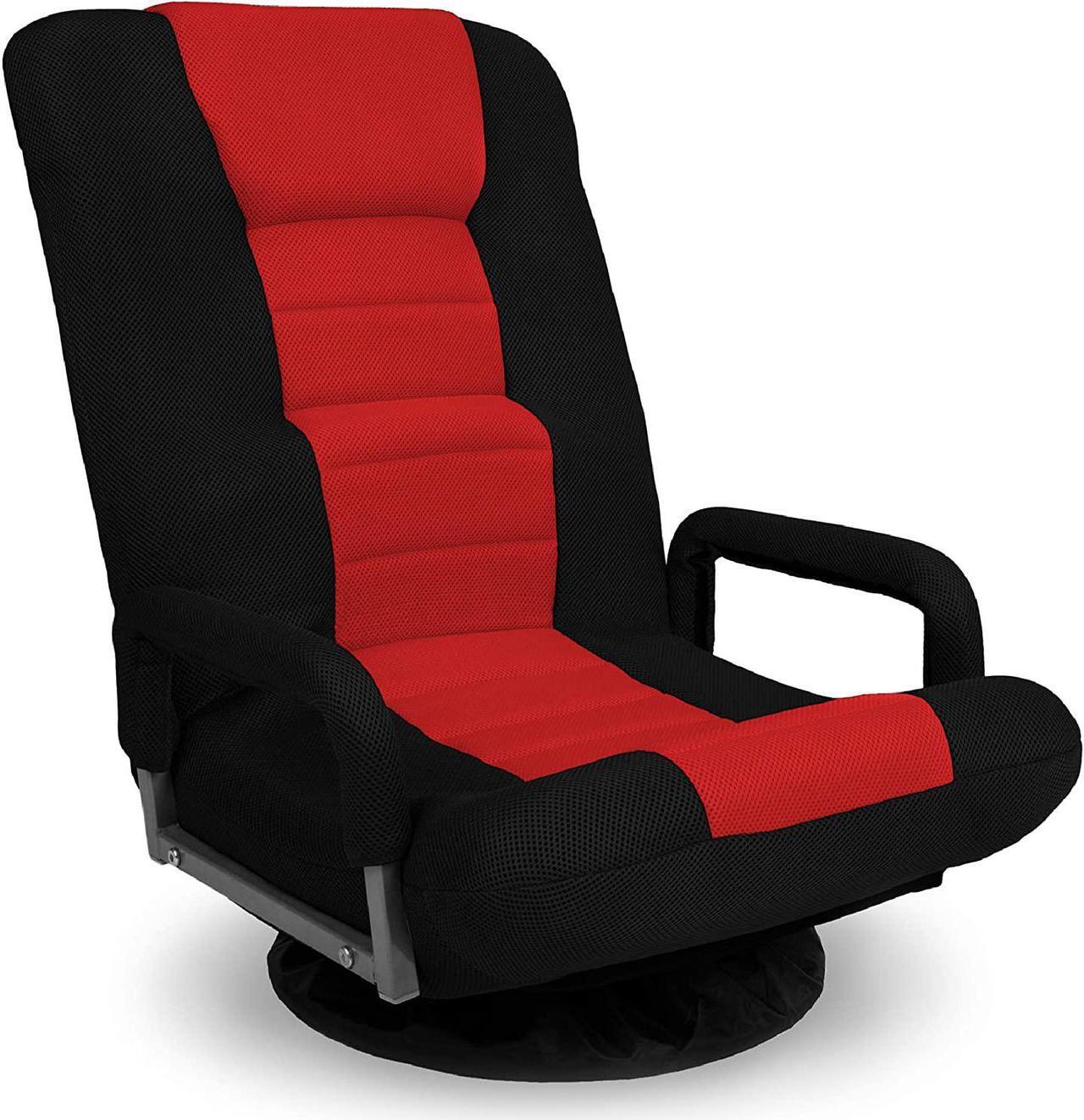 Main image of Best Choice Products Swivel Gaming Chair 360 Degree Multipurpose Floor Chair Rocker for TV, Reading, Playing Video Games w/Lumbar Support, Armrest Handles, Adjustable Foldable Backrest