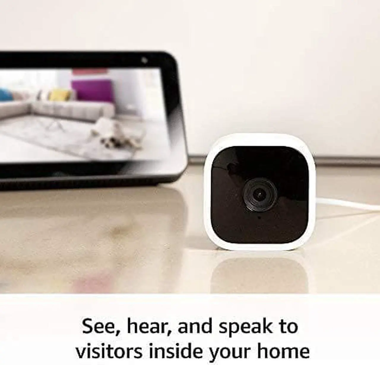 Alt view image 3 of 5 - Blink Mini - Compact indoor plug-in smart security camera, 1080p HD video, night vision, motion detection, two-way audio, easy set up, Works with Alexa  3 cameras (White)