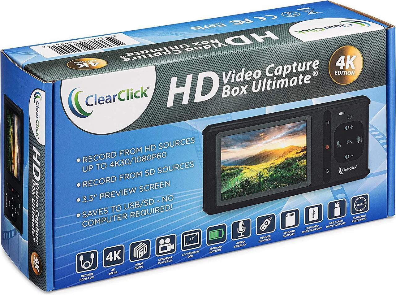 Alt view image 6 of 6 - HD Video Capture Box Ultimate (4K Edition) ClearClick - Record and Stream Video from HDMI (Up to 4K30) and AV Video Sources, No Computer Required (Updated)