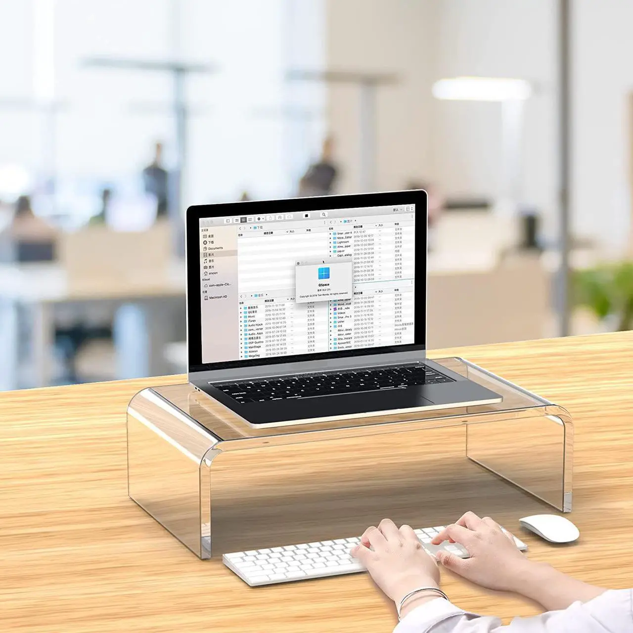 Alt view image 4 of 7 - Beimu Acrylic Monitor Stand Riser Clear Laptop Stand for Desk Acrylic Monitor Riser for Desk Accessories Aesthetic Laptop Riser Clear Computer Stand White Office Supplies for Women Essentials