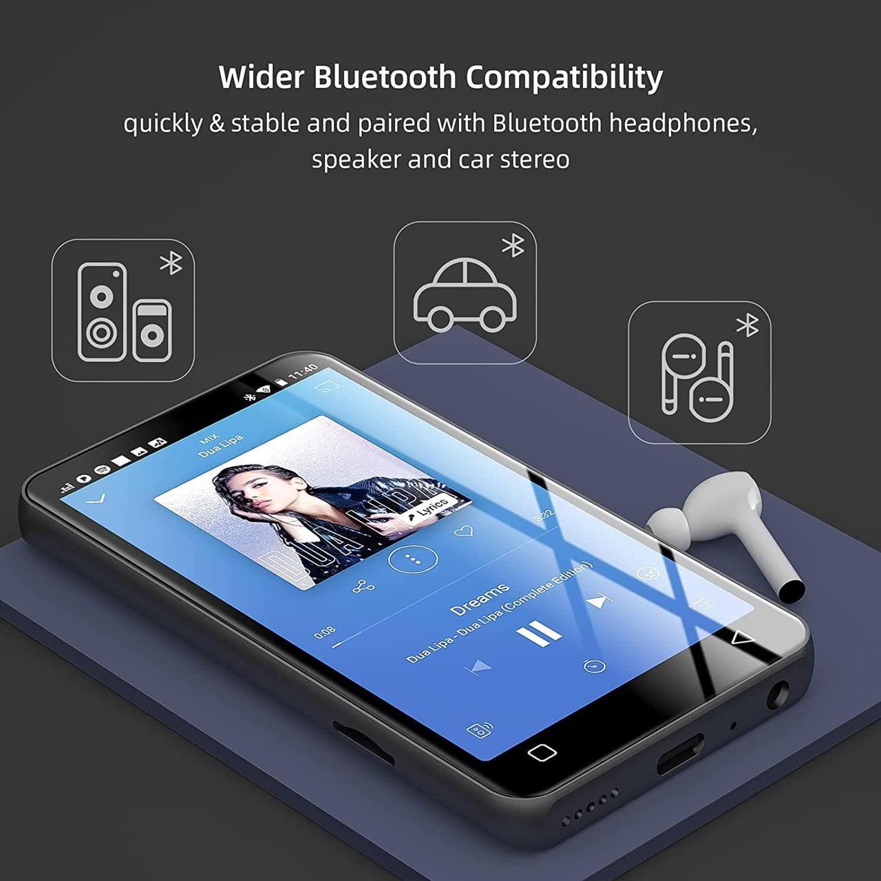 Alt view image 5 of 7 - MP3 Player with Bluetooth and WiFi, 4" Full Touch Screen MP4 MP3 Player with Spotify, Android Streaming Music Player with Pandora, Portable HiFi Sound Walkman Digital Audio Player with Speaker (Grey)